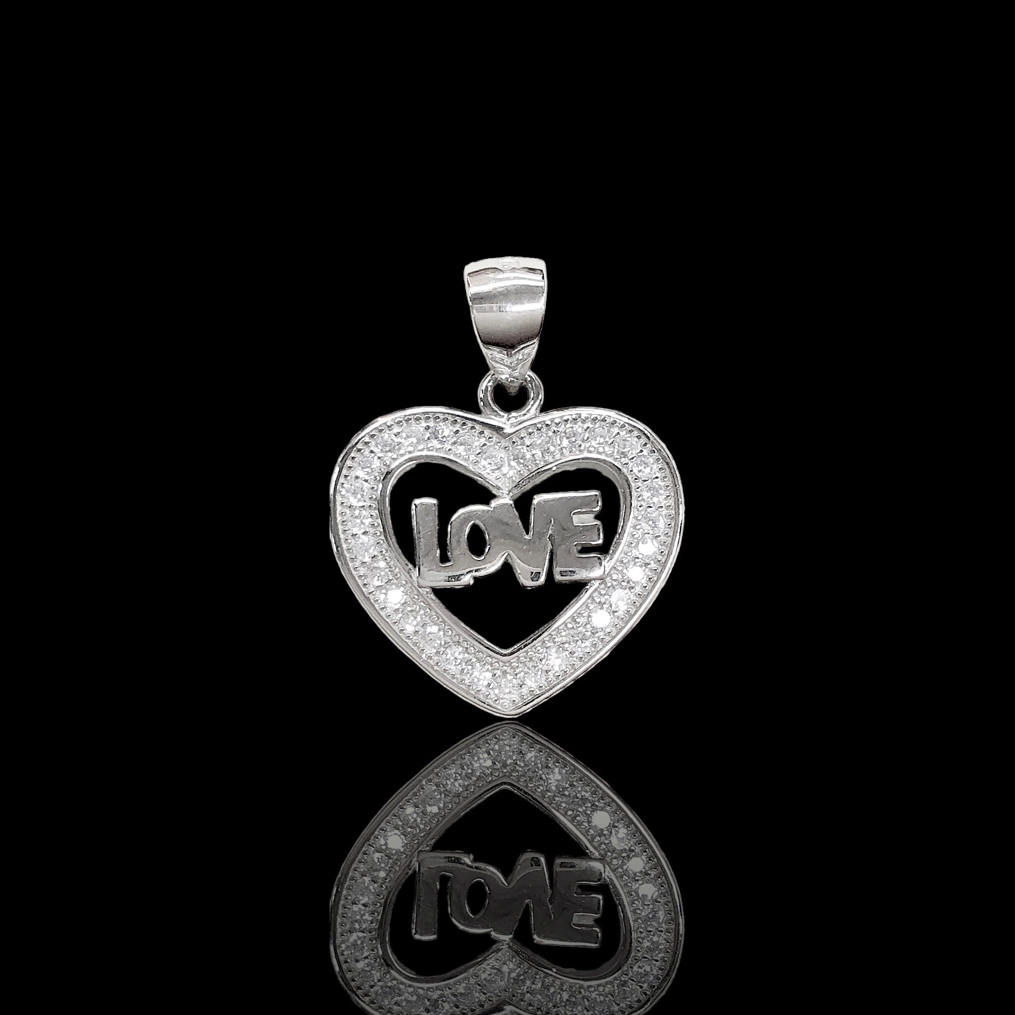 925 Sterling Silver CZ Love Heart Pendant - Kuania 925 Sterling Silver