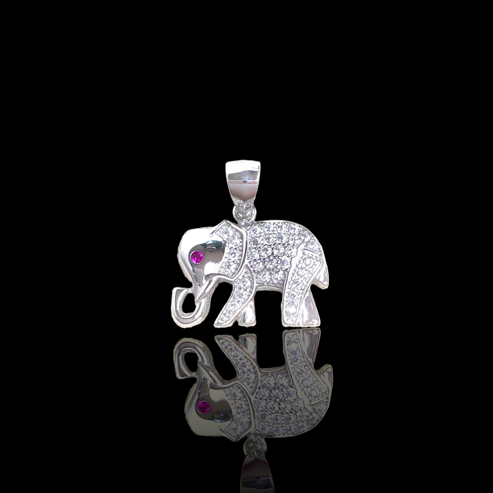 925 Sterling Silver CZ Elephant Pendant - Kuania 925 Sterling Silver