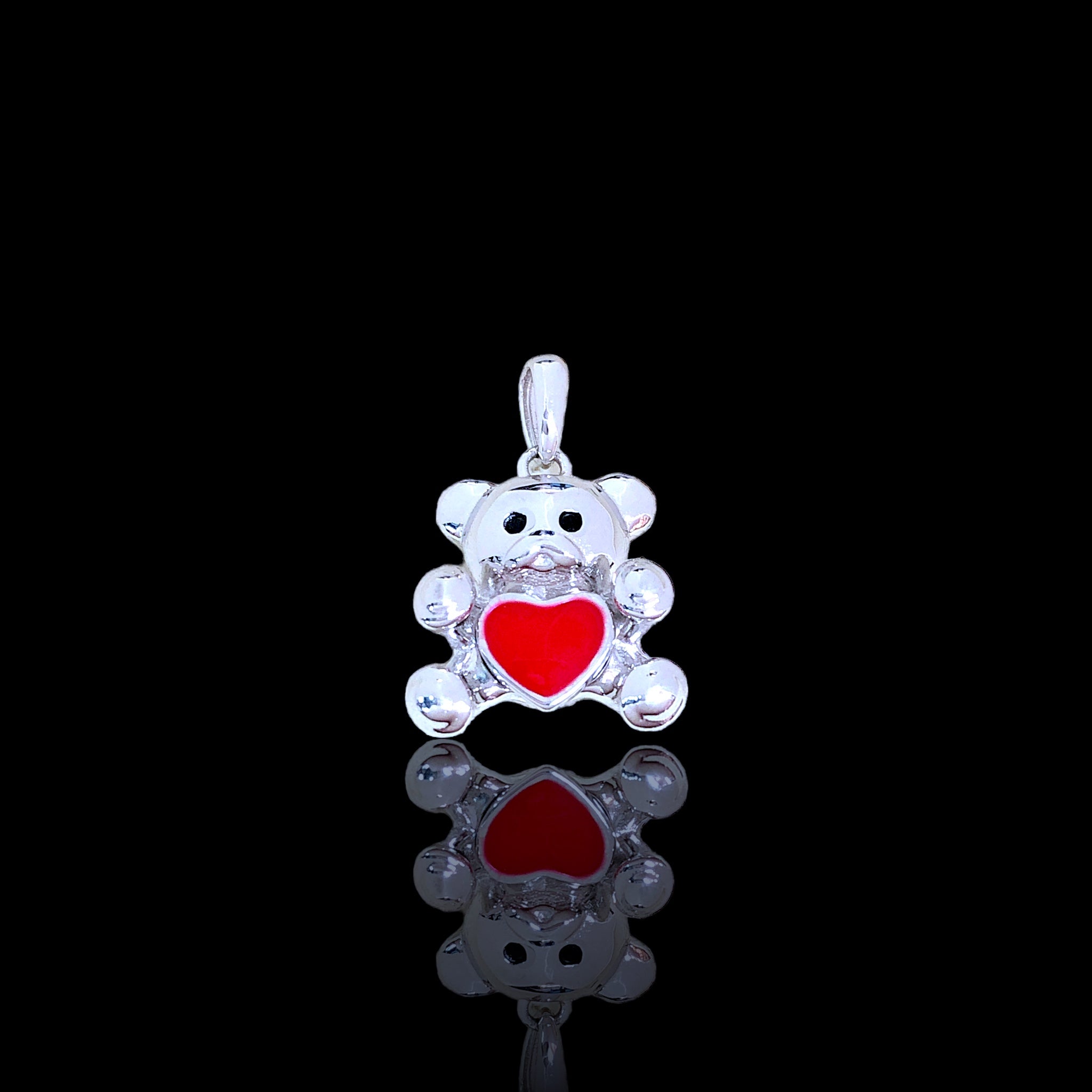 925 Sterling Silver Teddy Bear Heart Pendant - Kuania 925 Sterling Silver