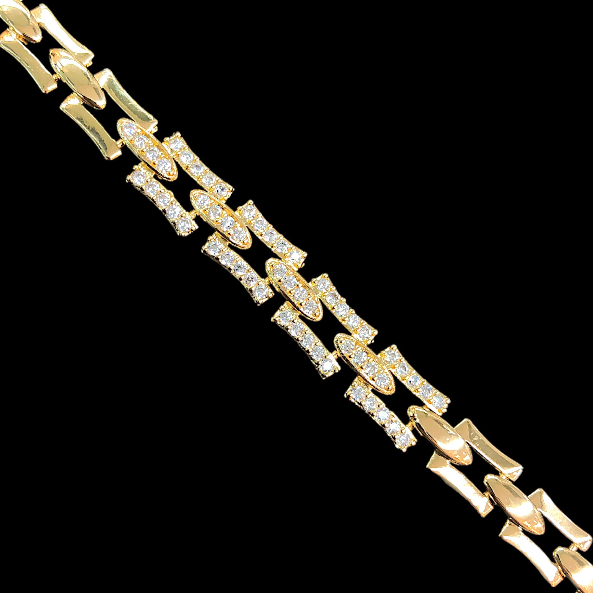 18k Gold Filled Geneva Link CZ Bracelet- kuania oro laminado