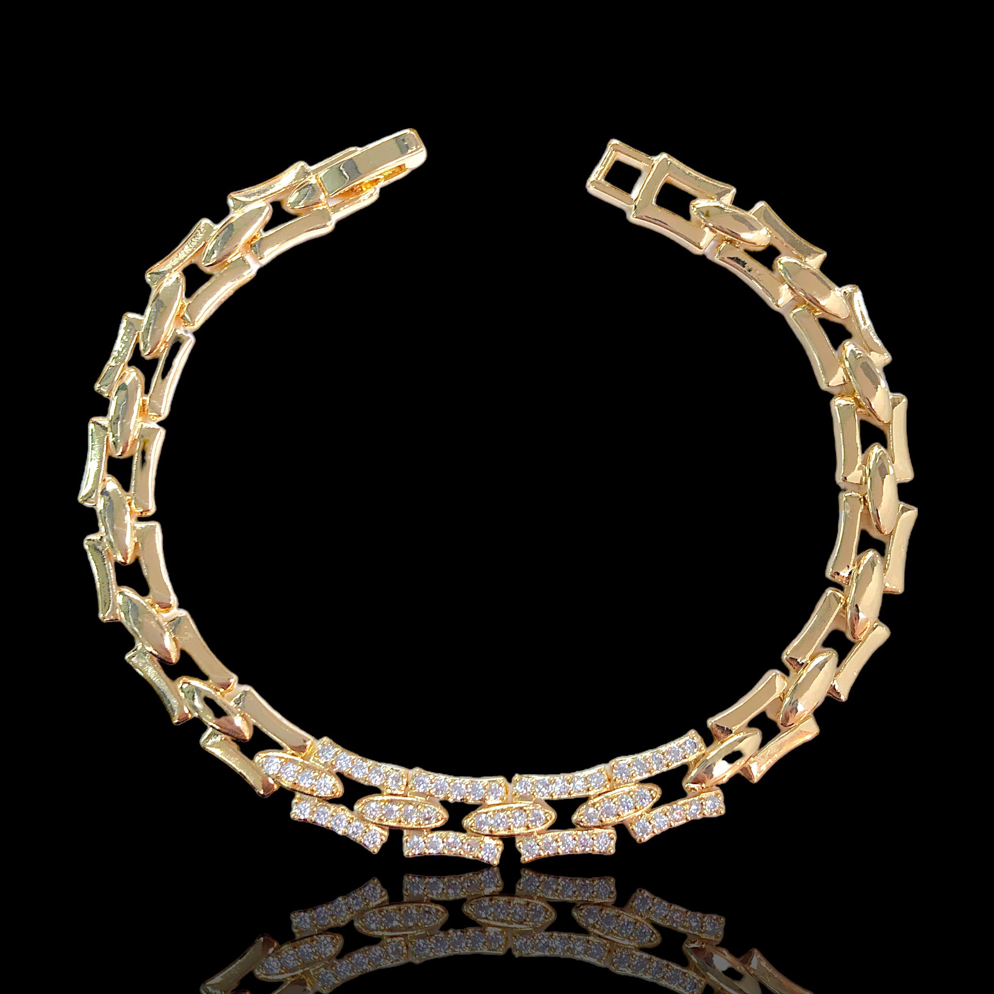 18k Gold Filled Geneva Link CZ Bracelet- kuania oro laminado