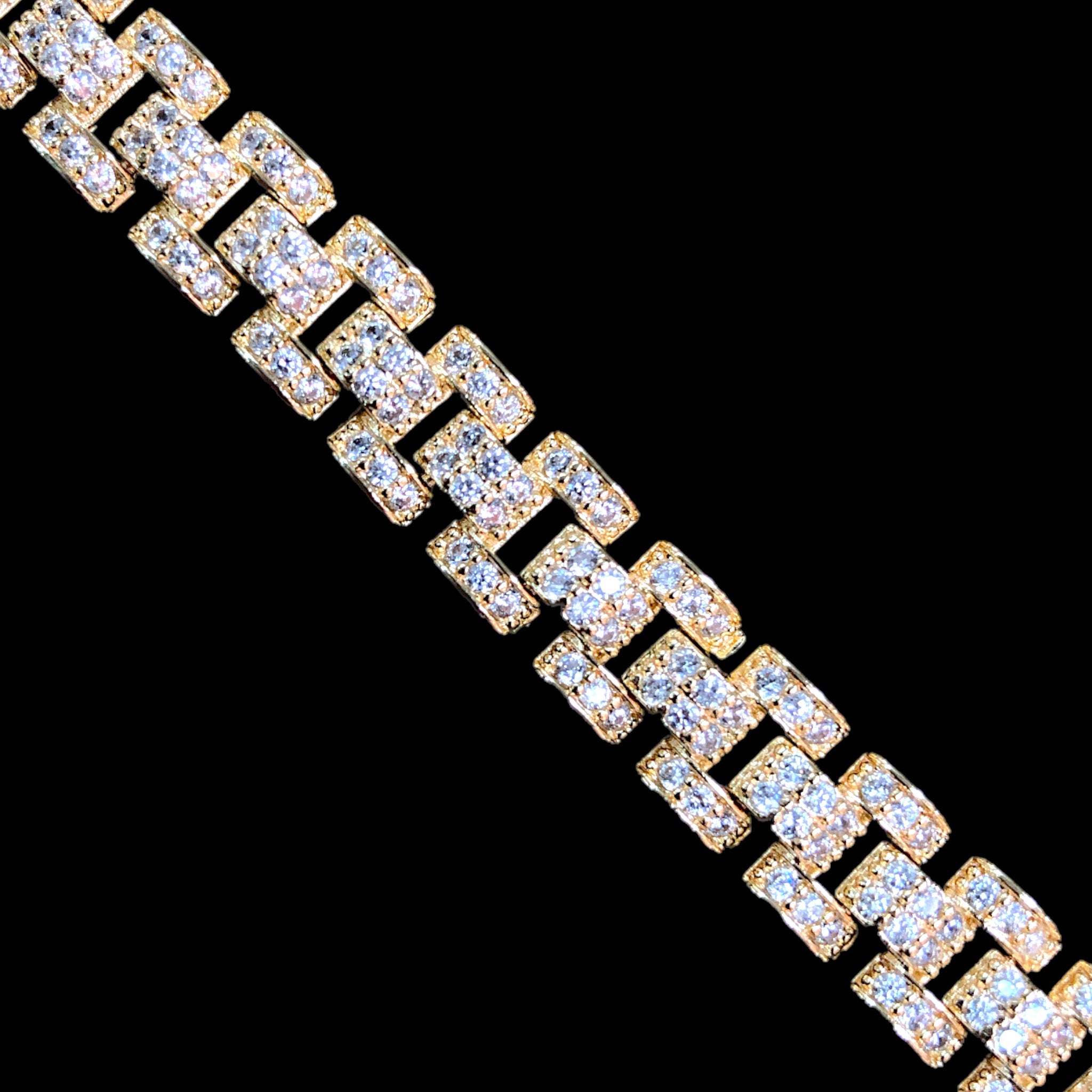 18k Gold Filled Iced Out Rolex Style CZ Bracelet- kuania oro laminado
