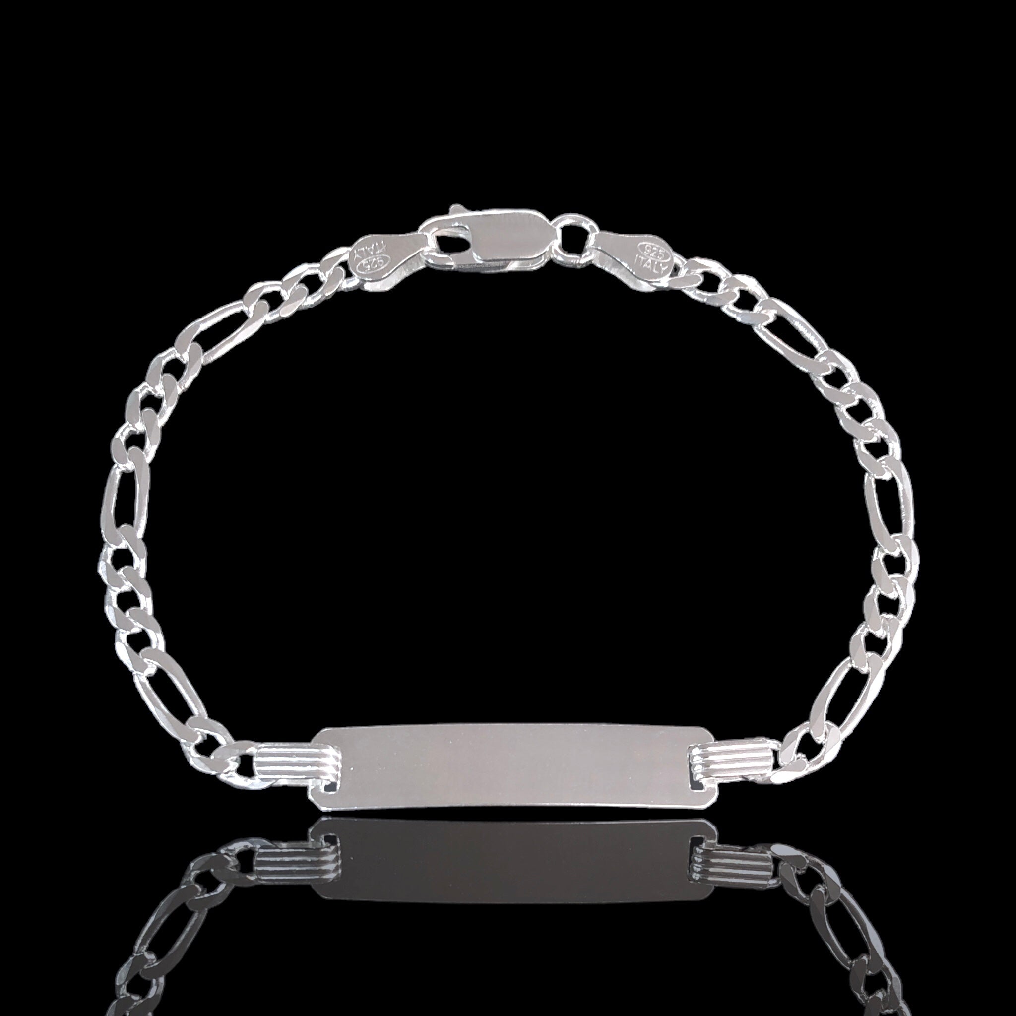 925 Sterling Silver Figaro Chain 6mm ID Bracelet - Kuania 925 Sterling Silver