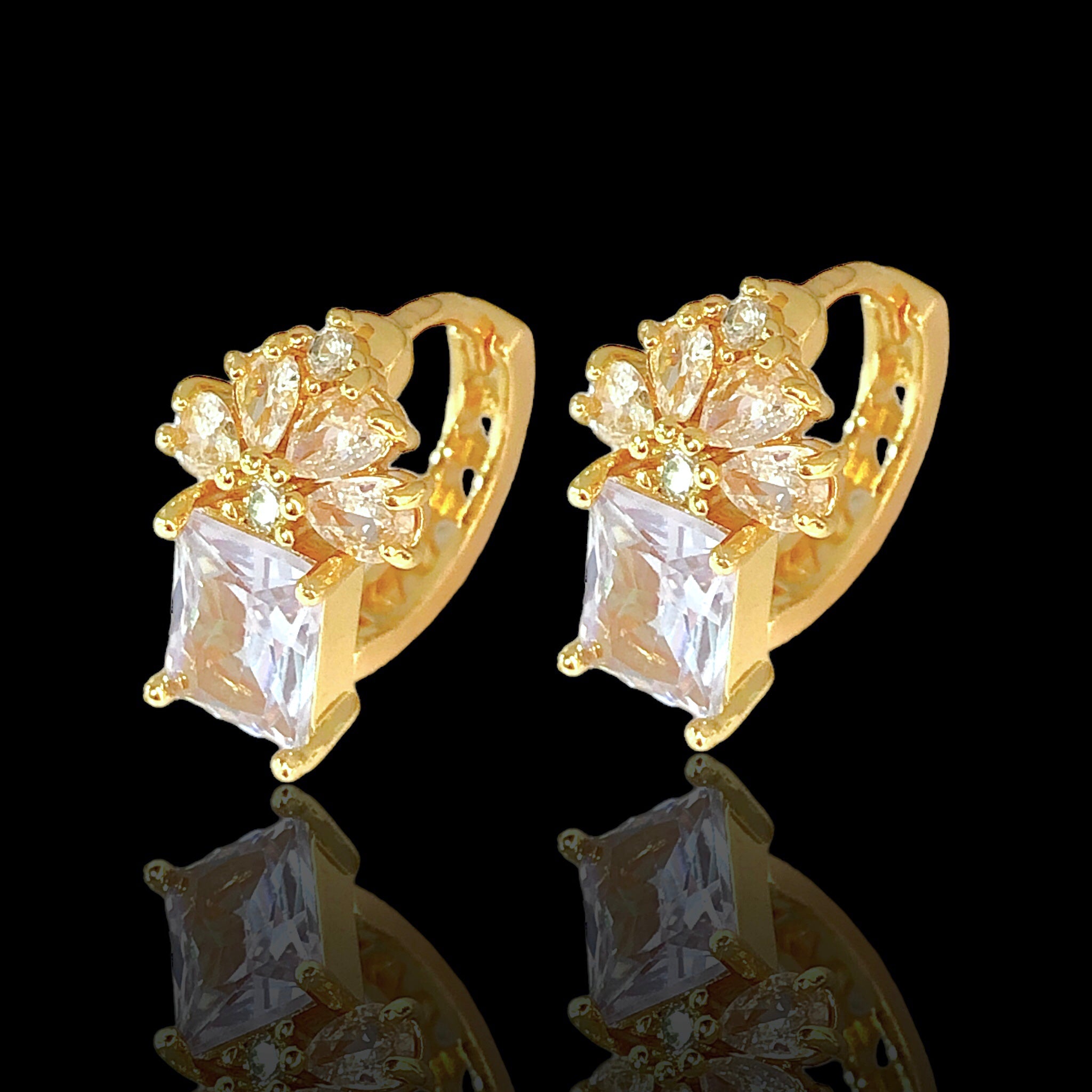 Oro Laminado Gold Filled Bordeaux CZ Earrings