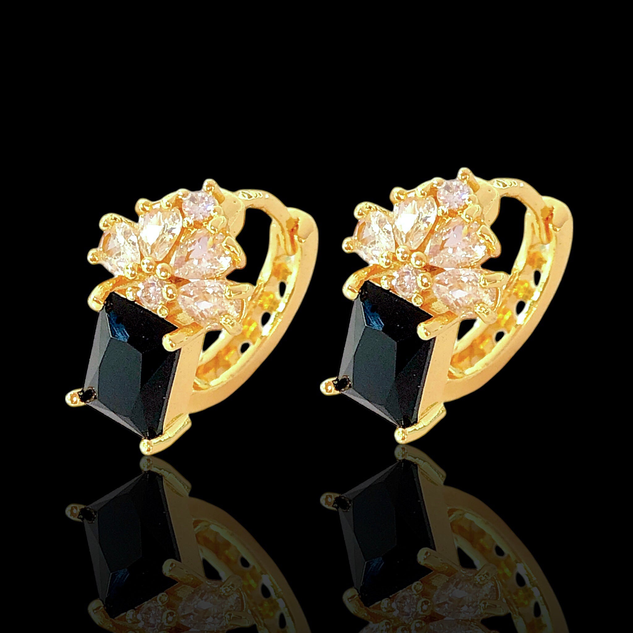 Oro Laminado Gold Filled Bordeaux CZ Earrings