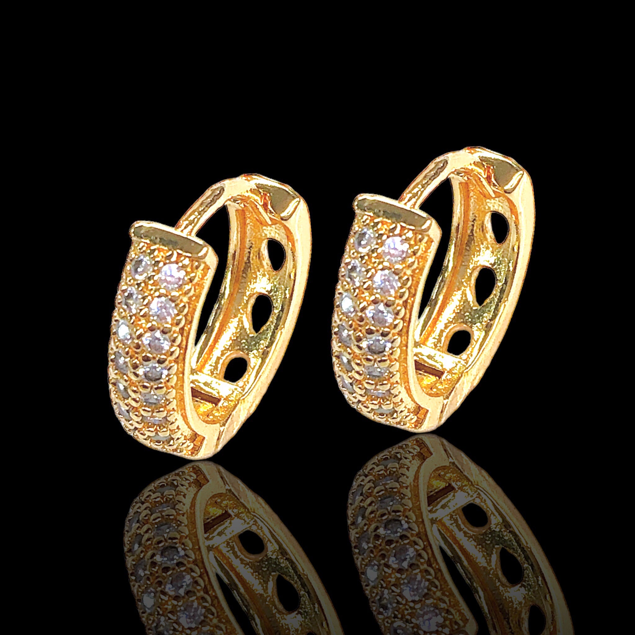 18K Gold Filled Natalia CZ Huggie Earrings