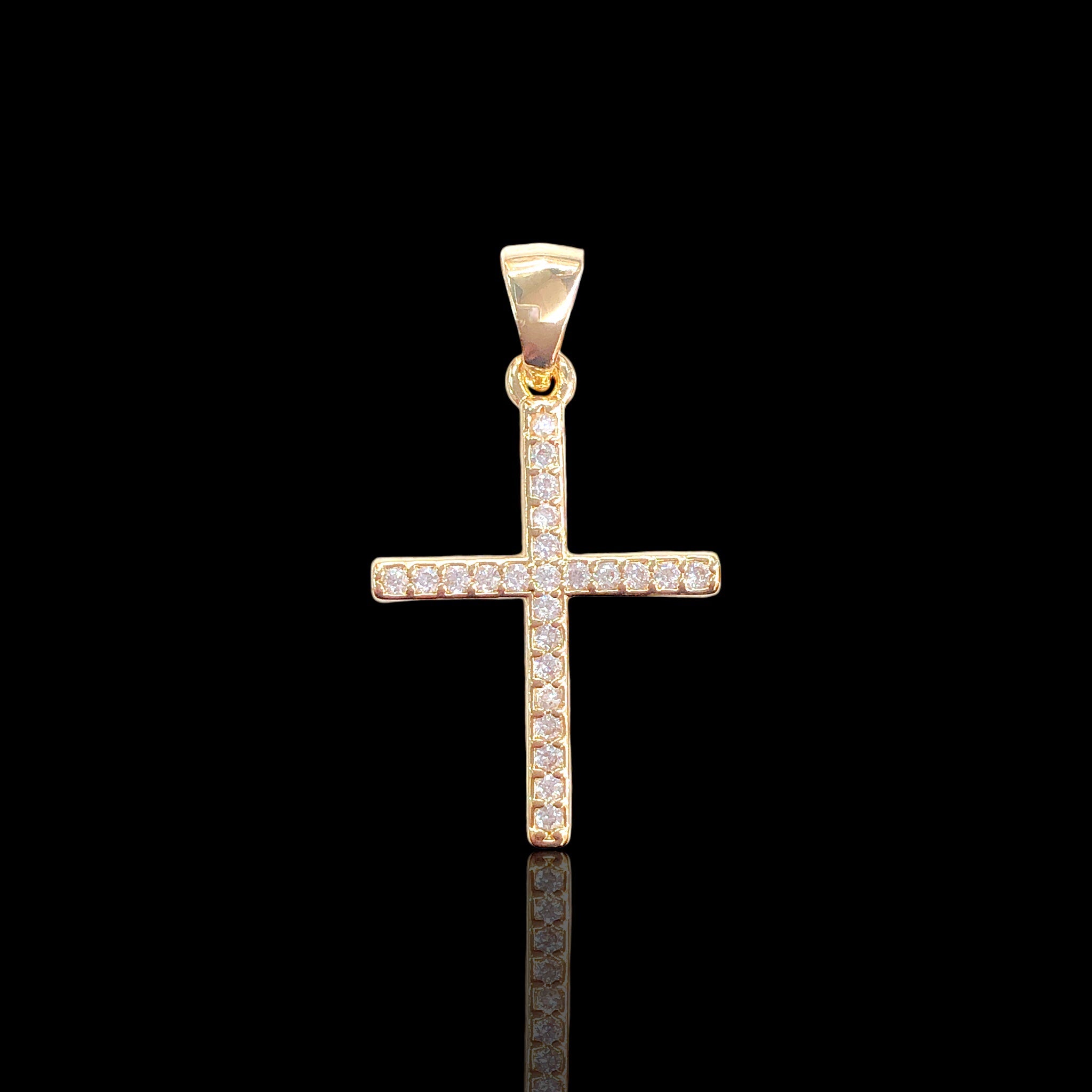 18K Gold Filled Classic CZ Cross Pendant