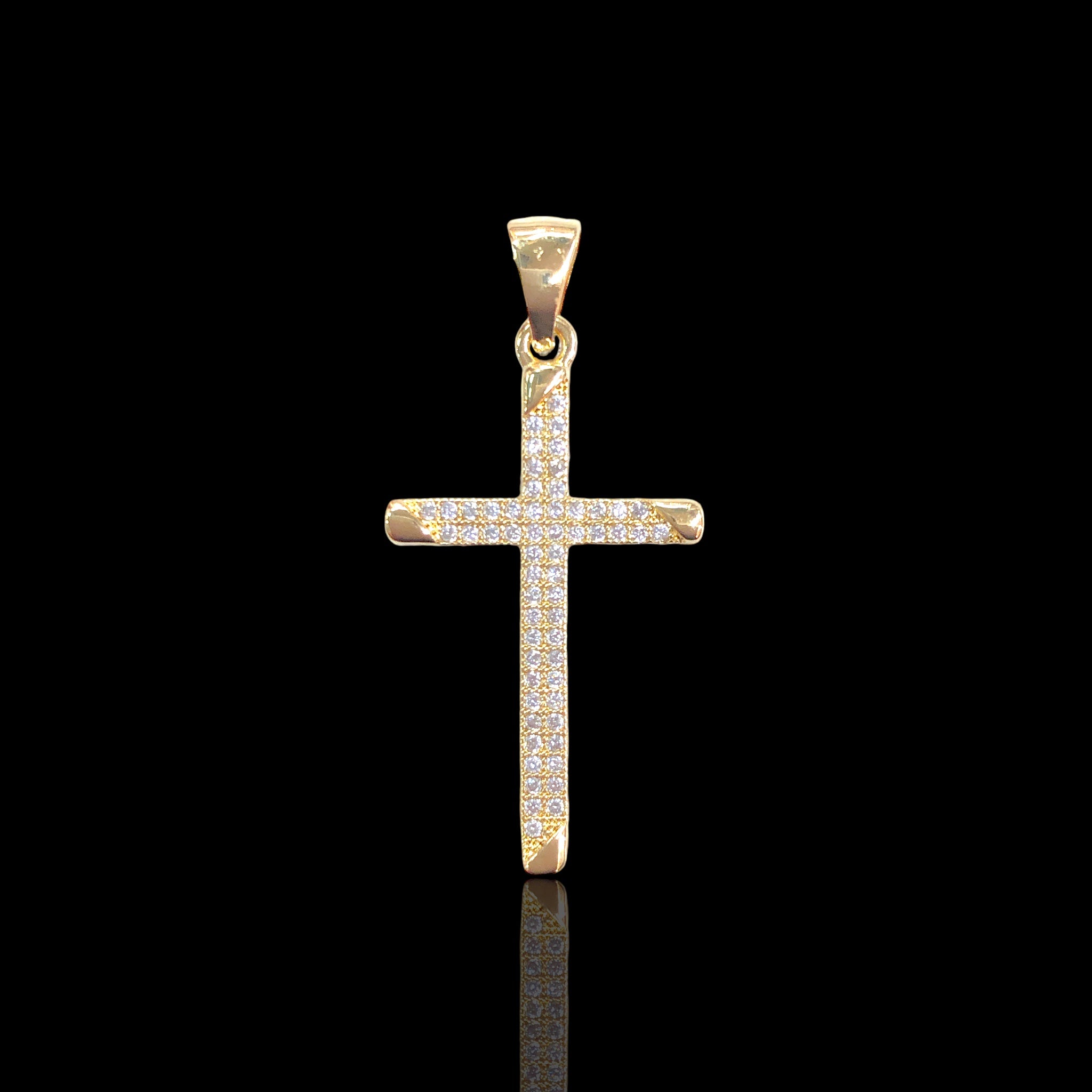 18K Gold Filled Essex CZ Cross Pendant