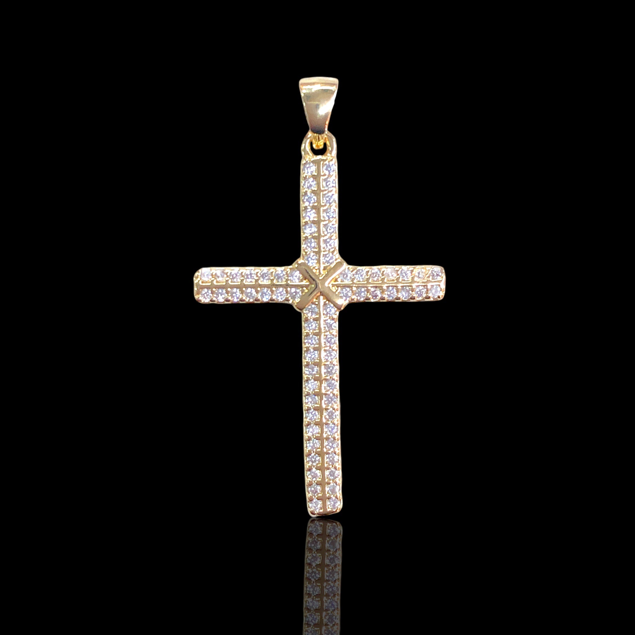 18K Gold Filled Egyptian Gilded CZ Cross Pendant