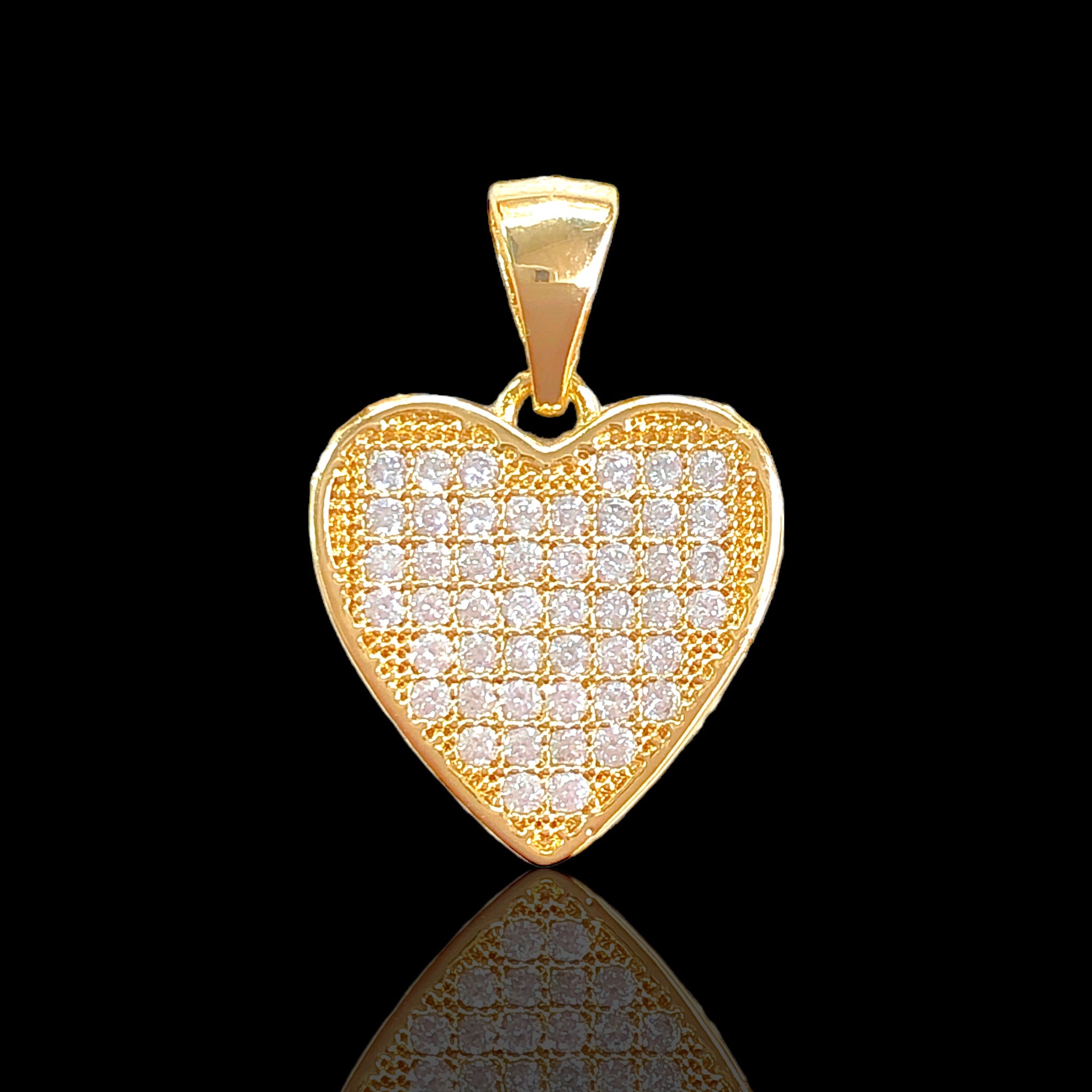 18K Gold Filled Millennium Heart CZ Cross Pendant