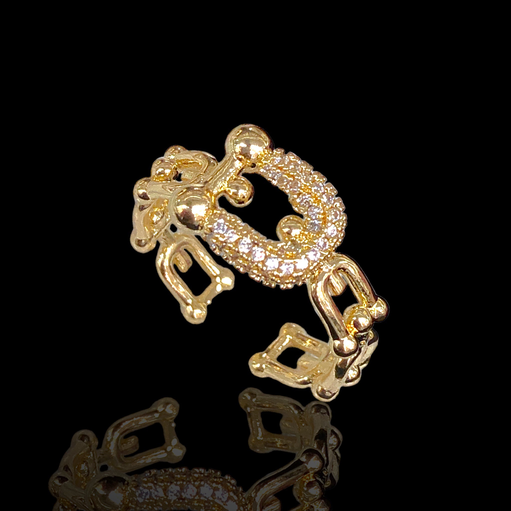 18K Gold Filled Fancy Lucky Horseshoe Ring - Kuania Oro Laminado