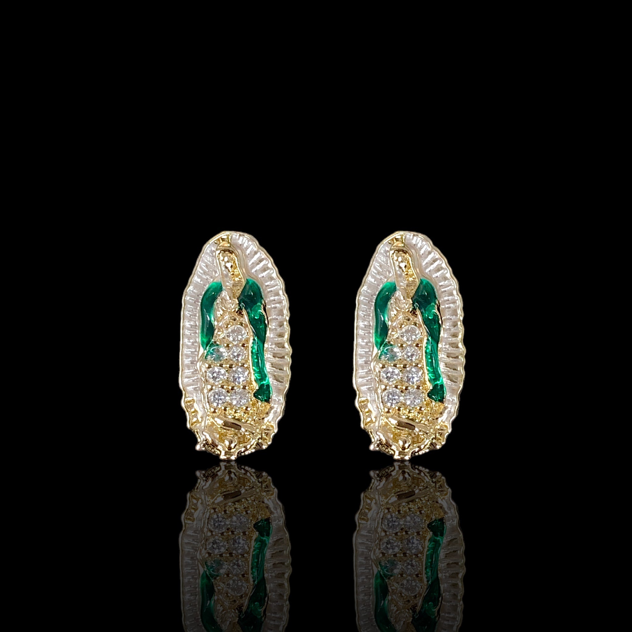 18K Gold Filled CZ Sparkle Guadalupe Stud Earrings - Kuania Oro Laminado