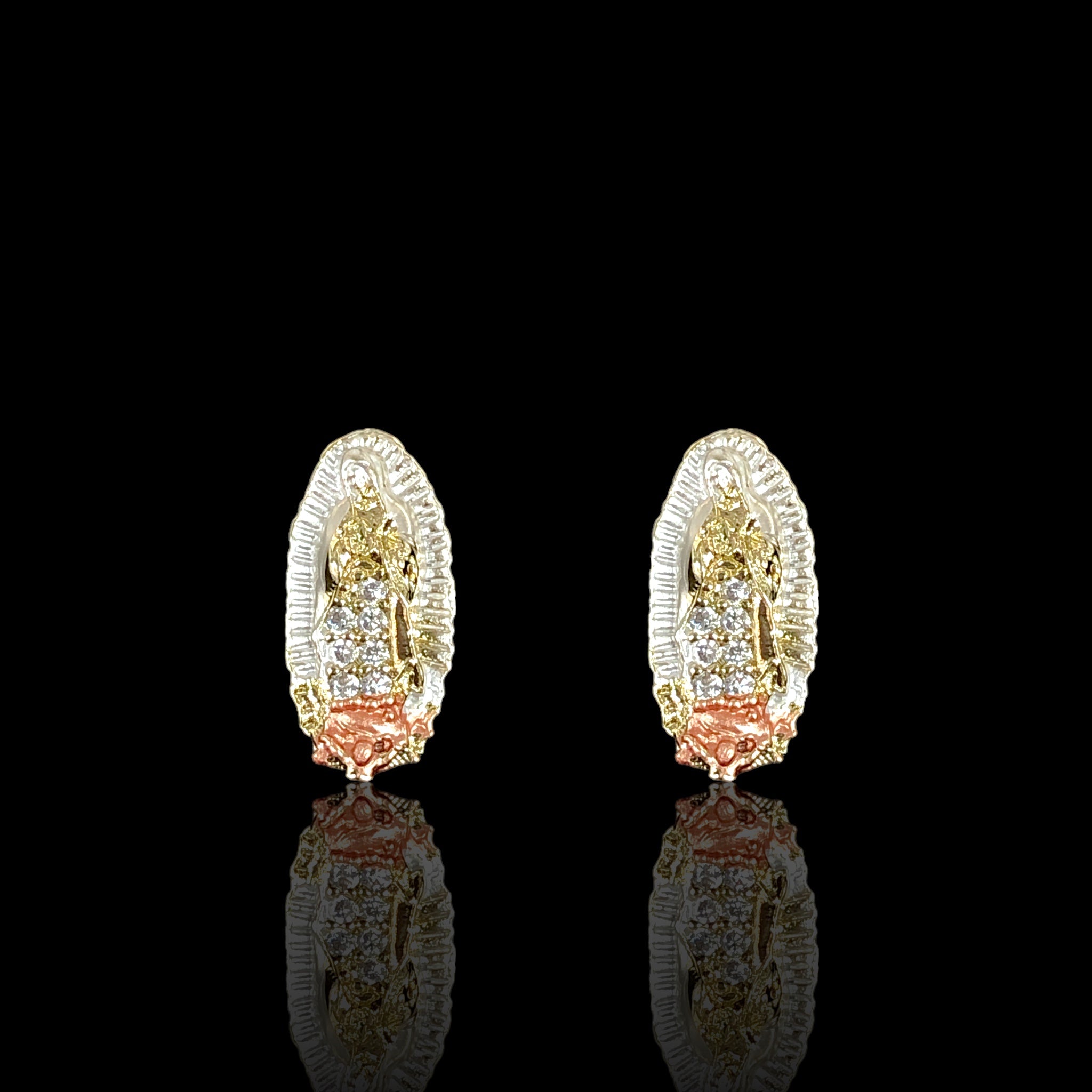 18K Gold Filled CZ Sparkle Guadalupe Stud Earrings - Kuania Oro Laminado