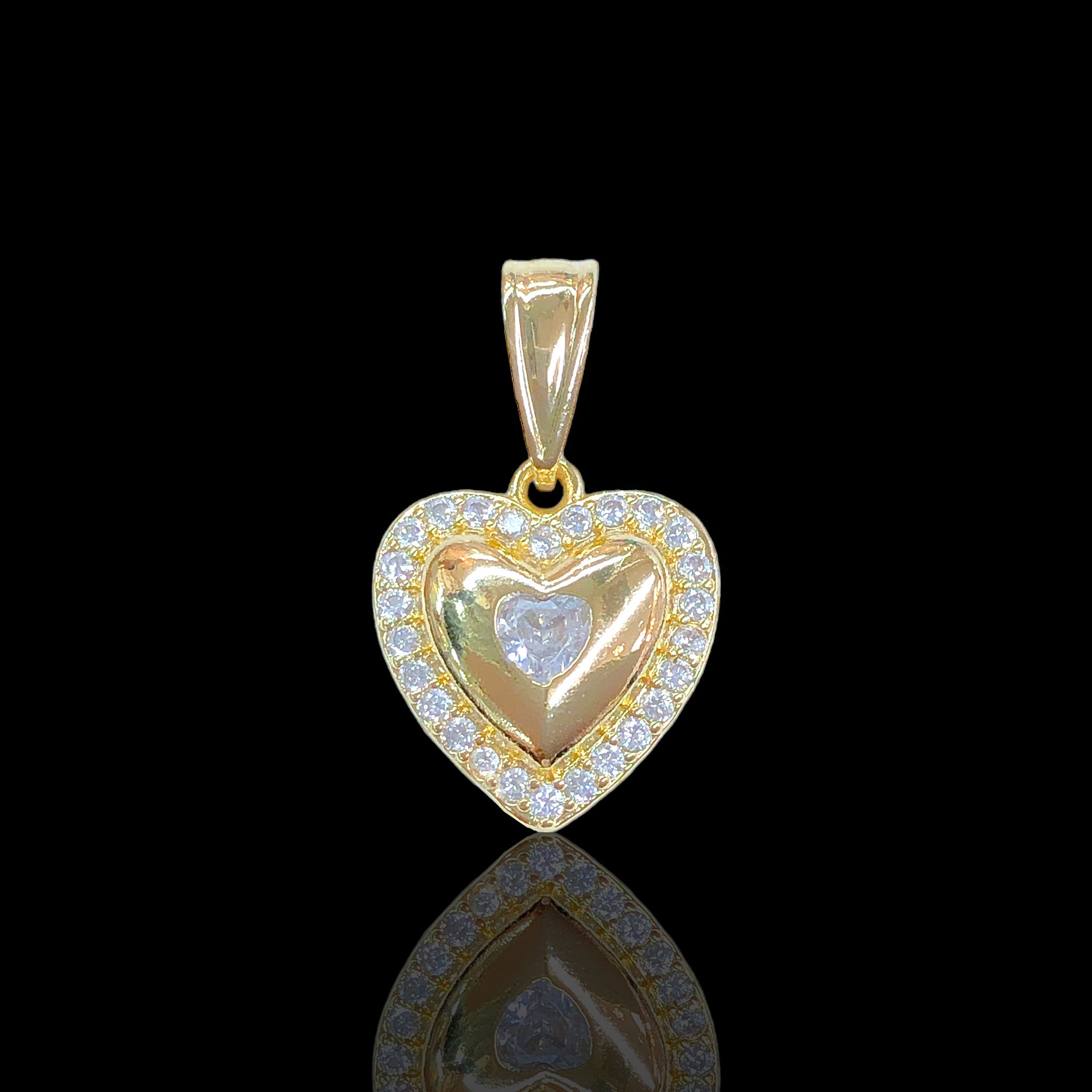 18K Gold Filled Friendship Heart CZ Pendant