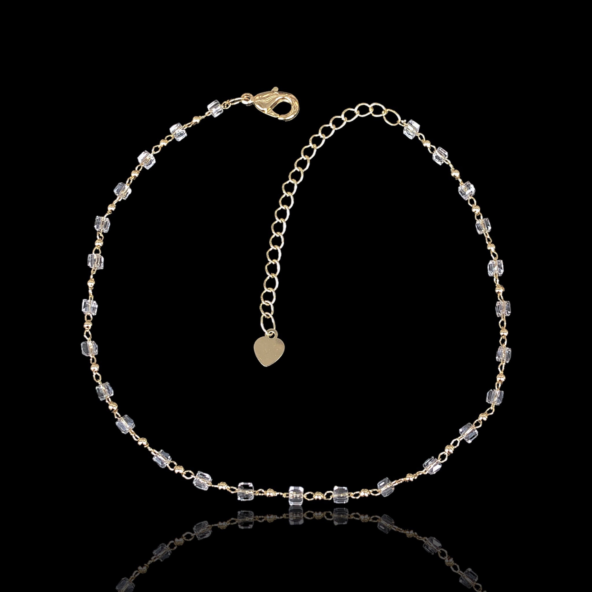 18K Gold Filled White Crystal Anklet