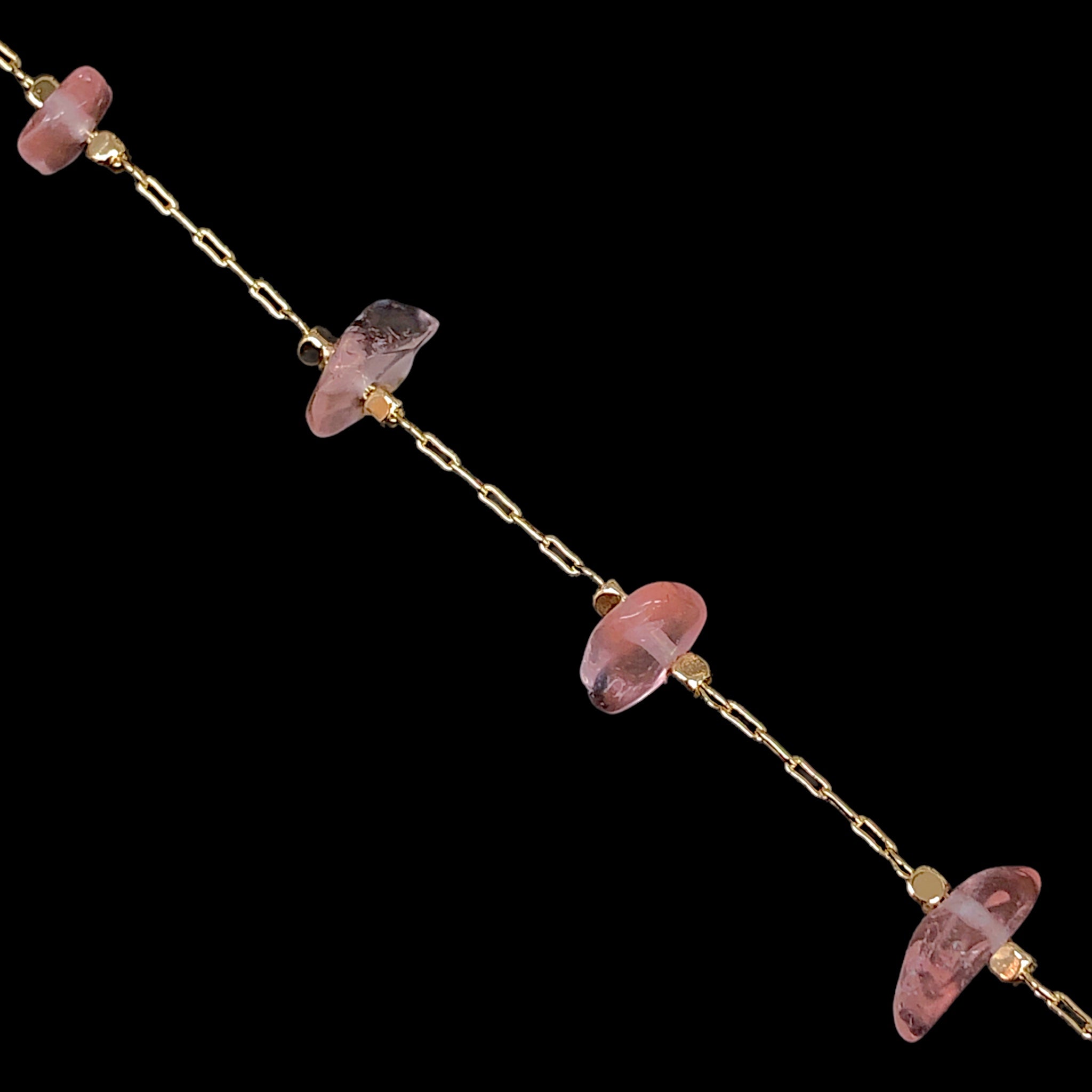 18K Gold Filled Natural Rose Quartz Anklet