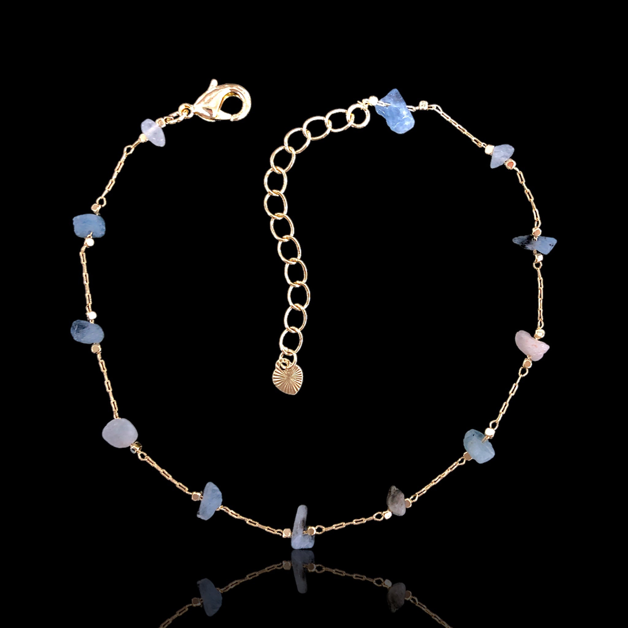 18K Gold Filled Natural Blue Quartz Anklet