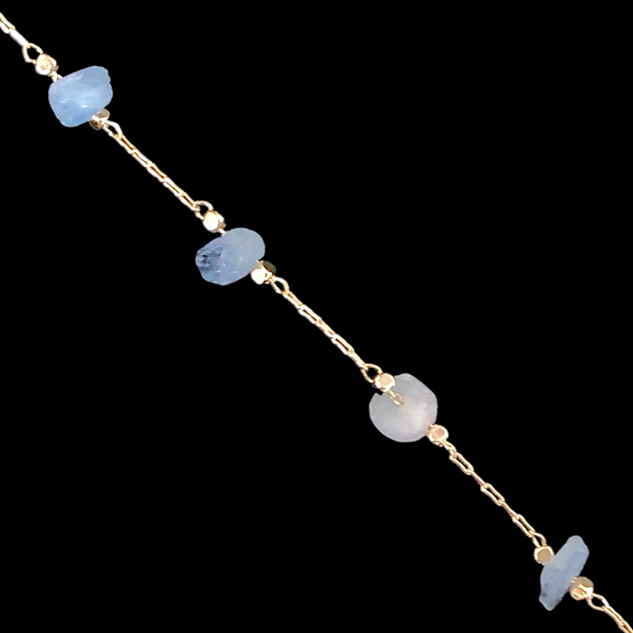 18K Gold Filled Natural Blue Quartz Anklet