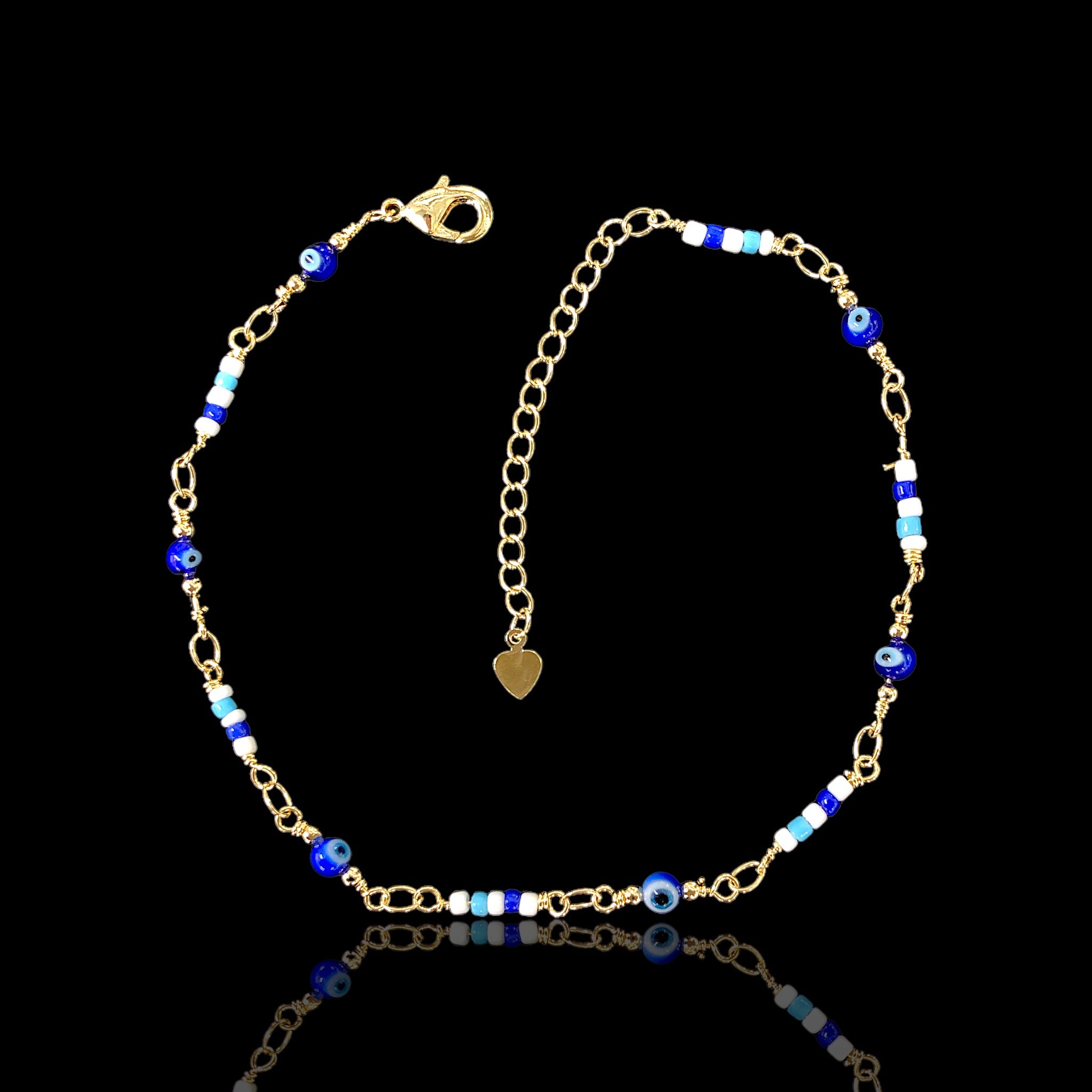 18K Gold Filled Mini Evil Eyes Anklet