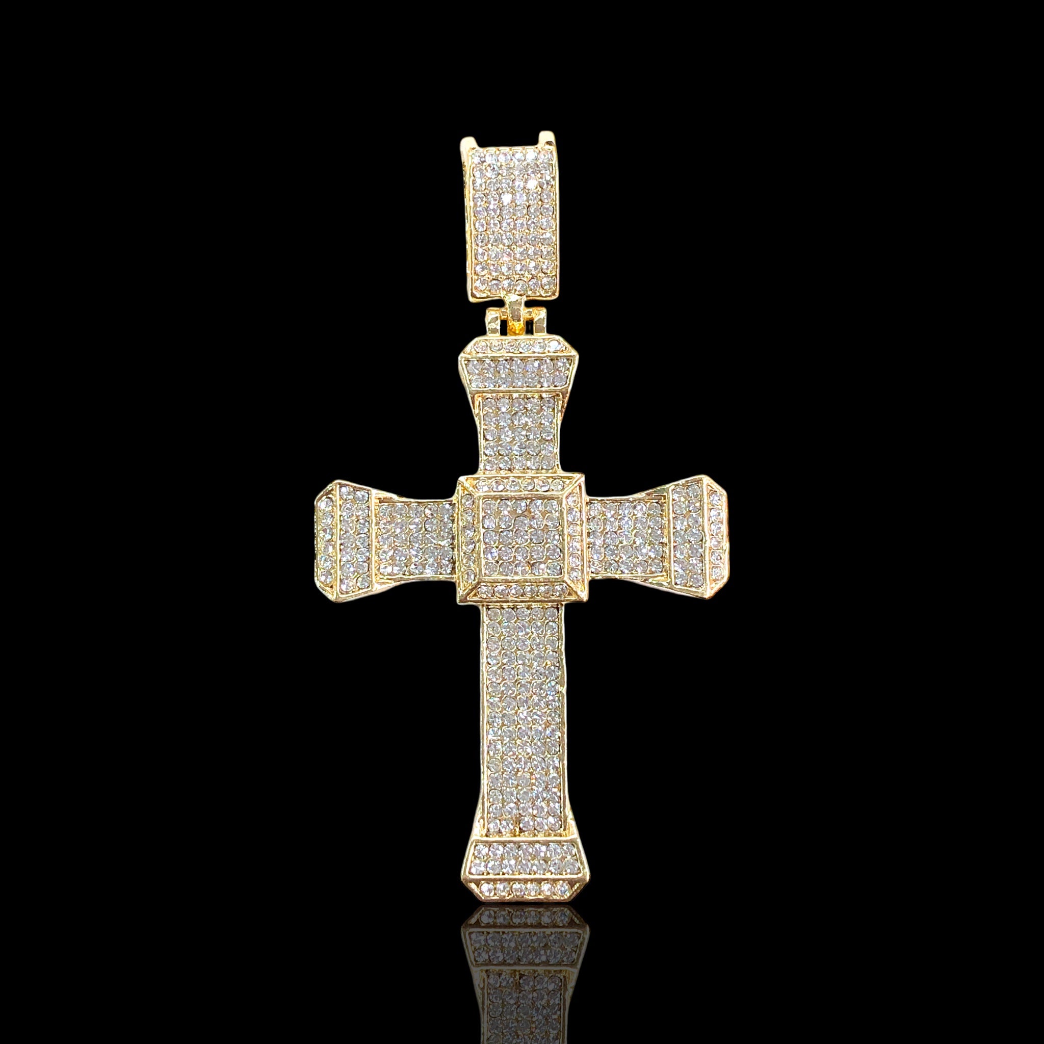 18K Gold Filled Iced Out Vatican Cross Pendant - Kuania Oro Laminado