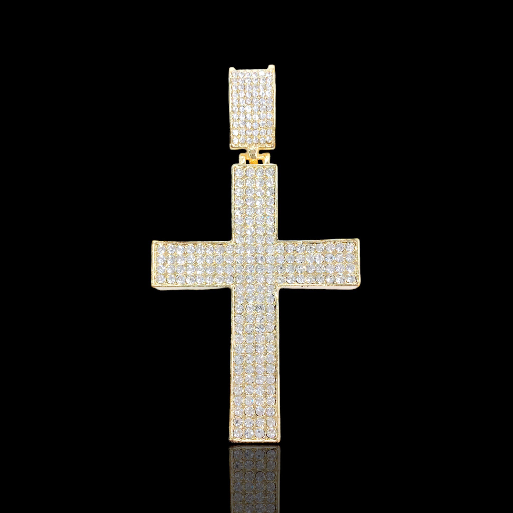 18K Gold Filled Iced Out British Cross Pendant