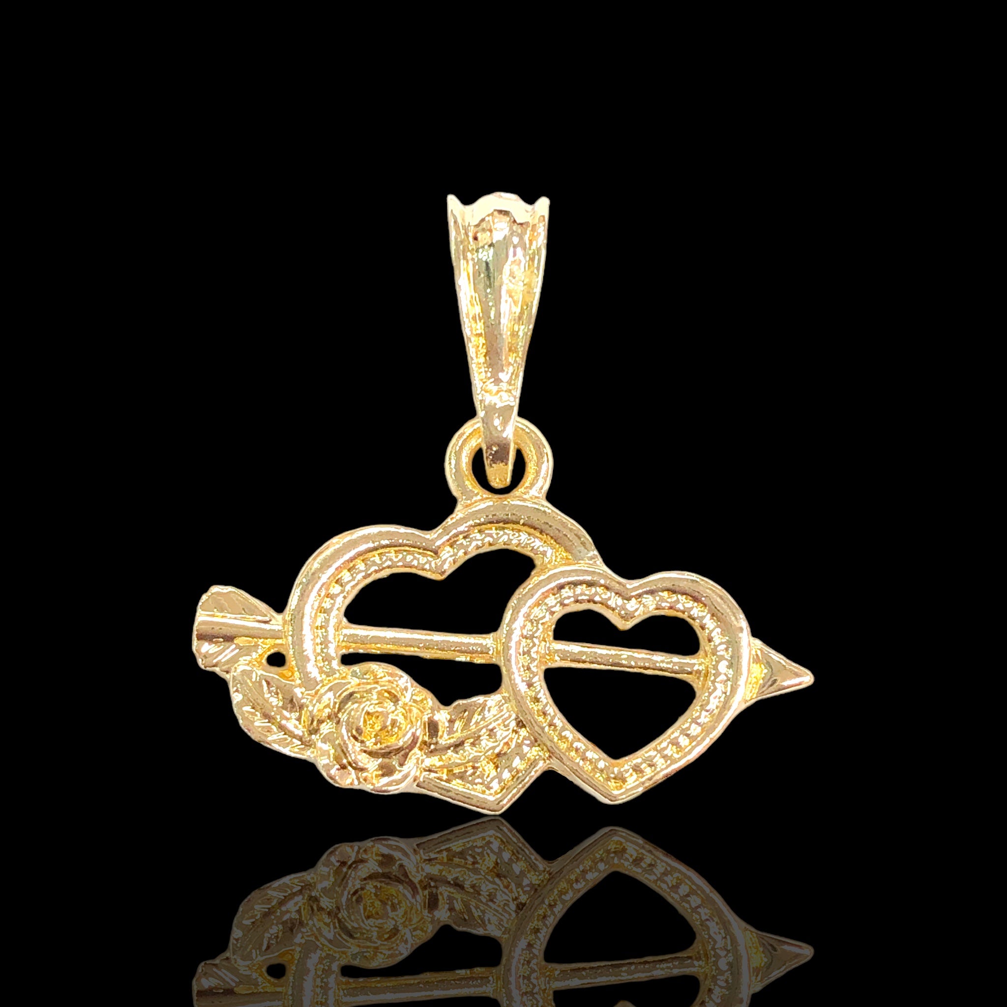 18K Gold Filled Cupid Twin Heart Pendant