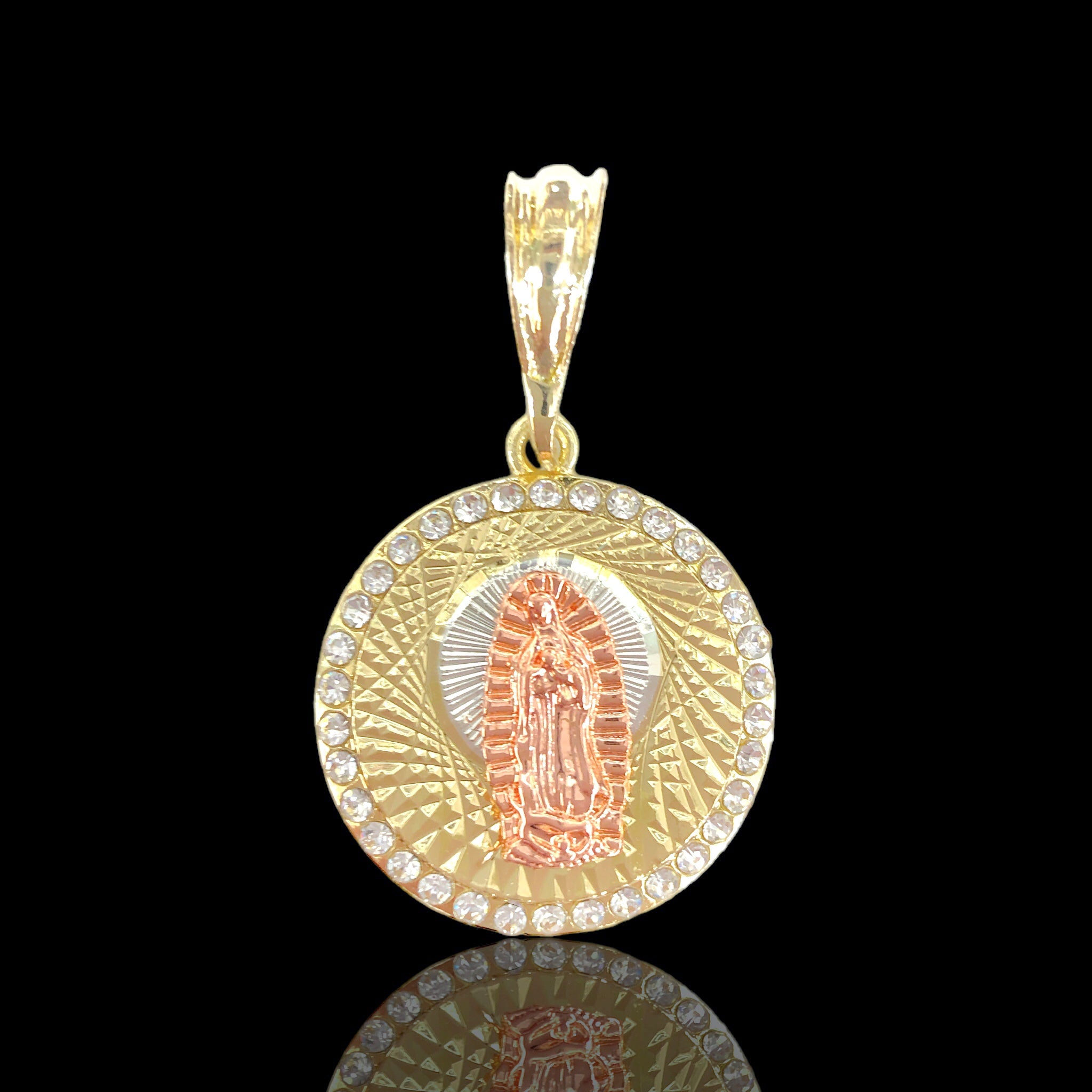 18K Gold Filled Tricolor Diamond Cut Guadalupe Pendant