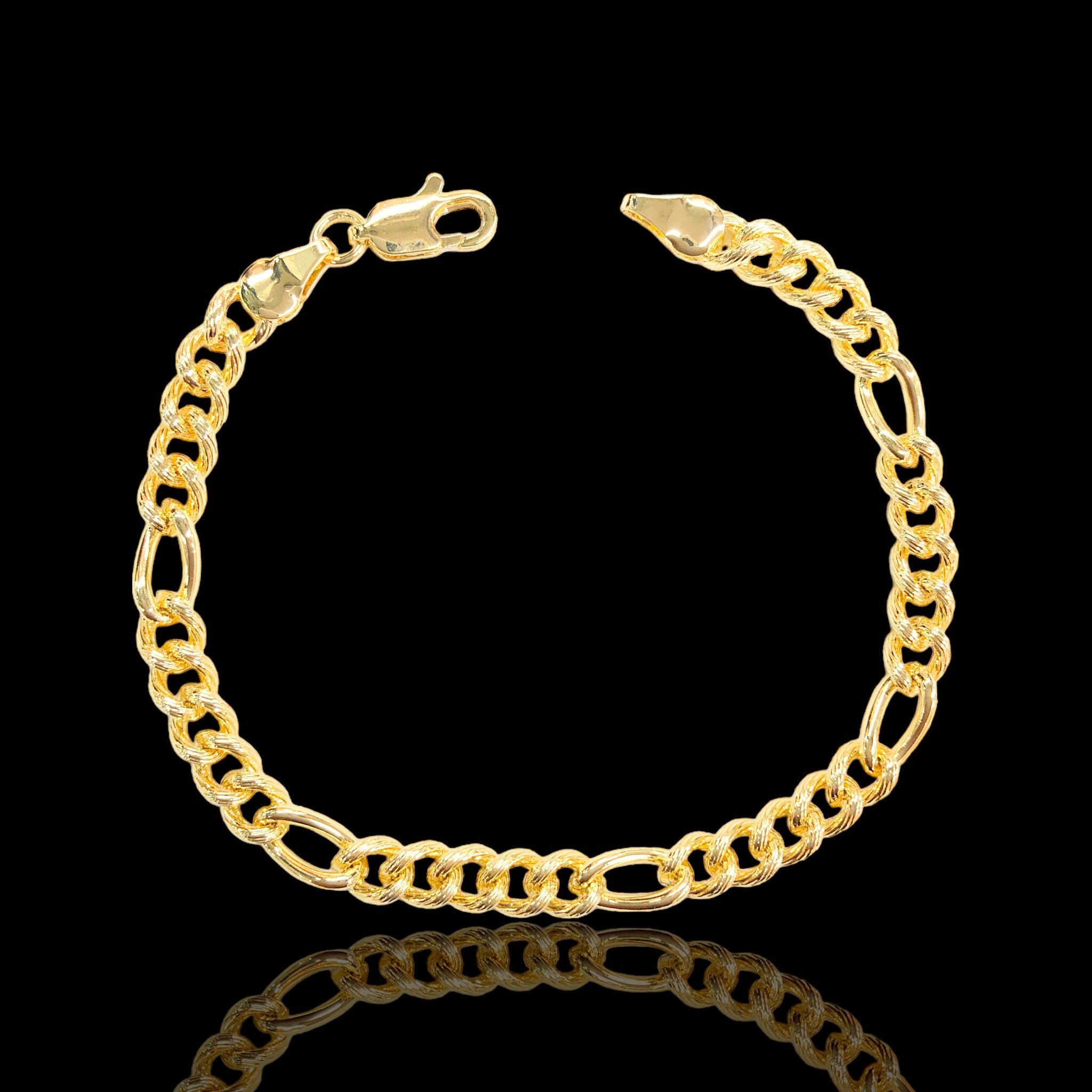 18k Gold Filled Diamond Cut Figaro Bracelet