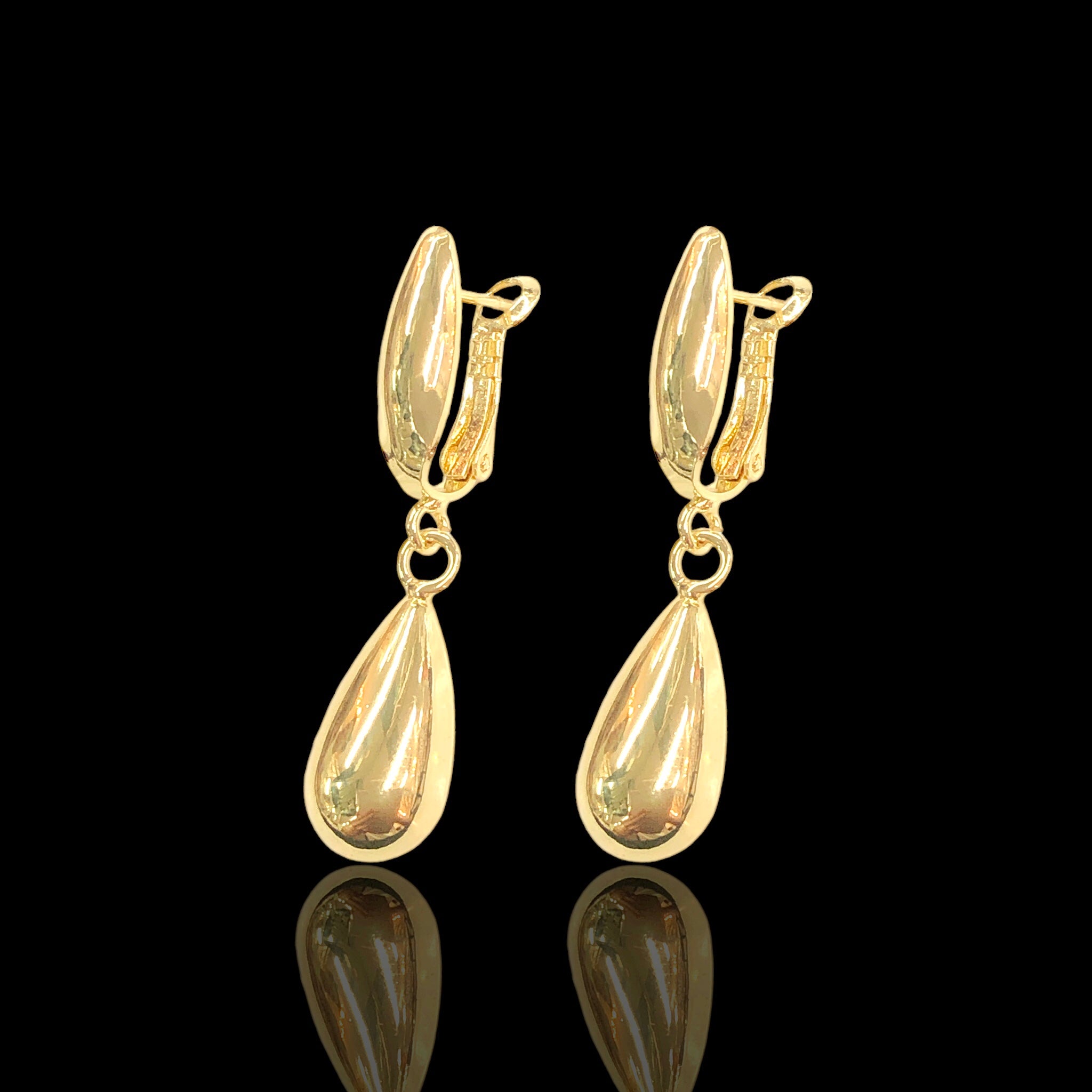 Gold Filled Oro Laminado Elegant Teardrop Dangle Earrings