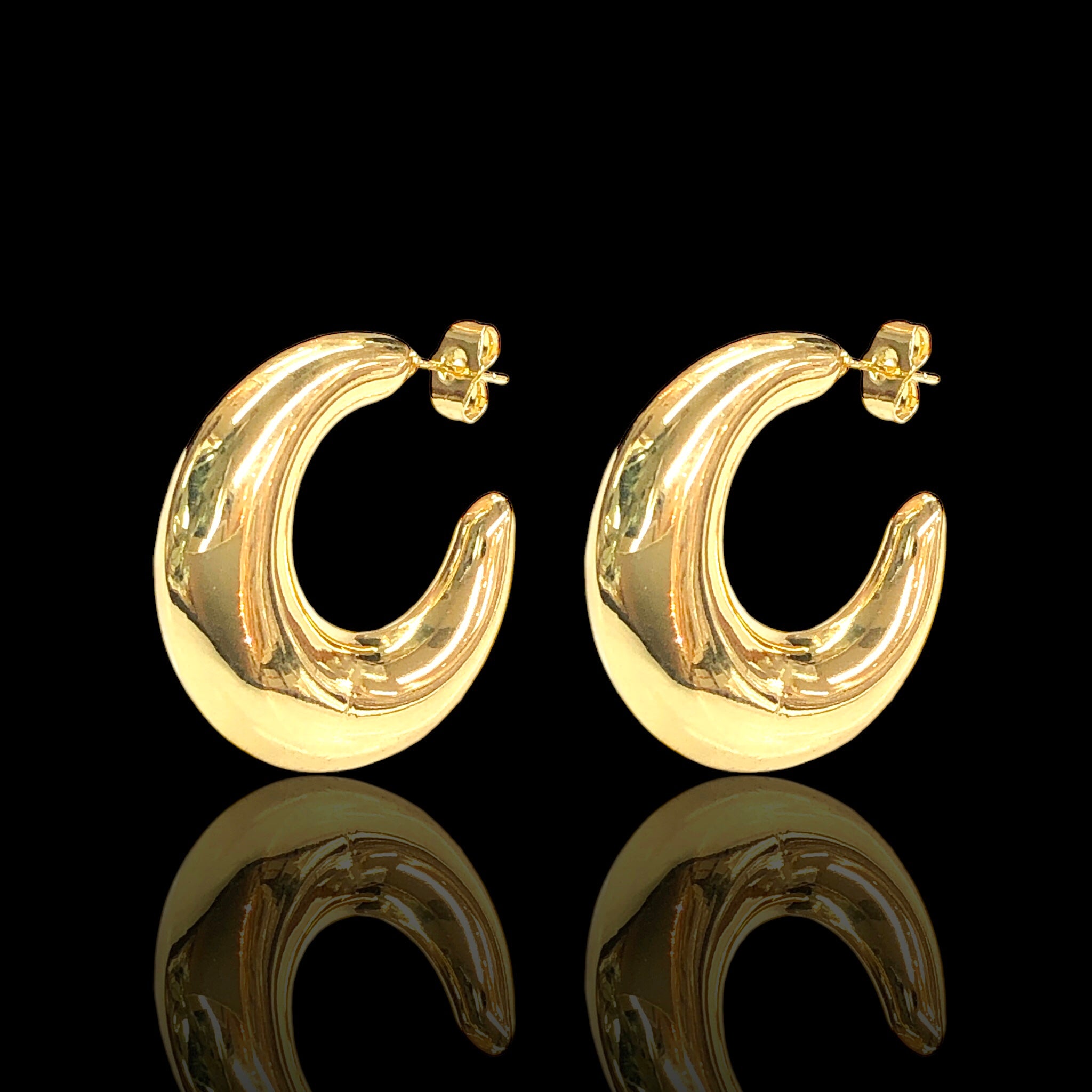 Gold Filled Oro Laminado Polished Crescent Hoop Earrings