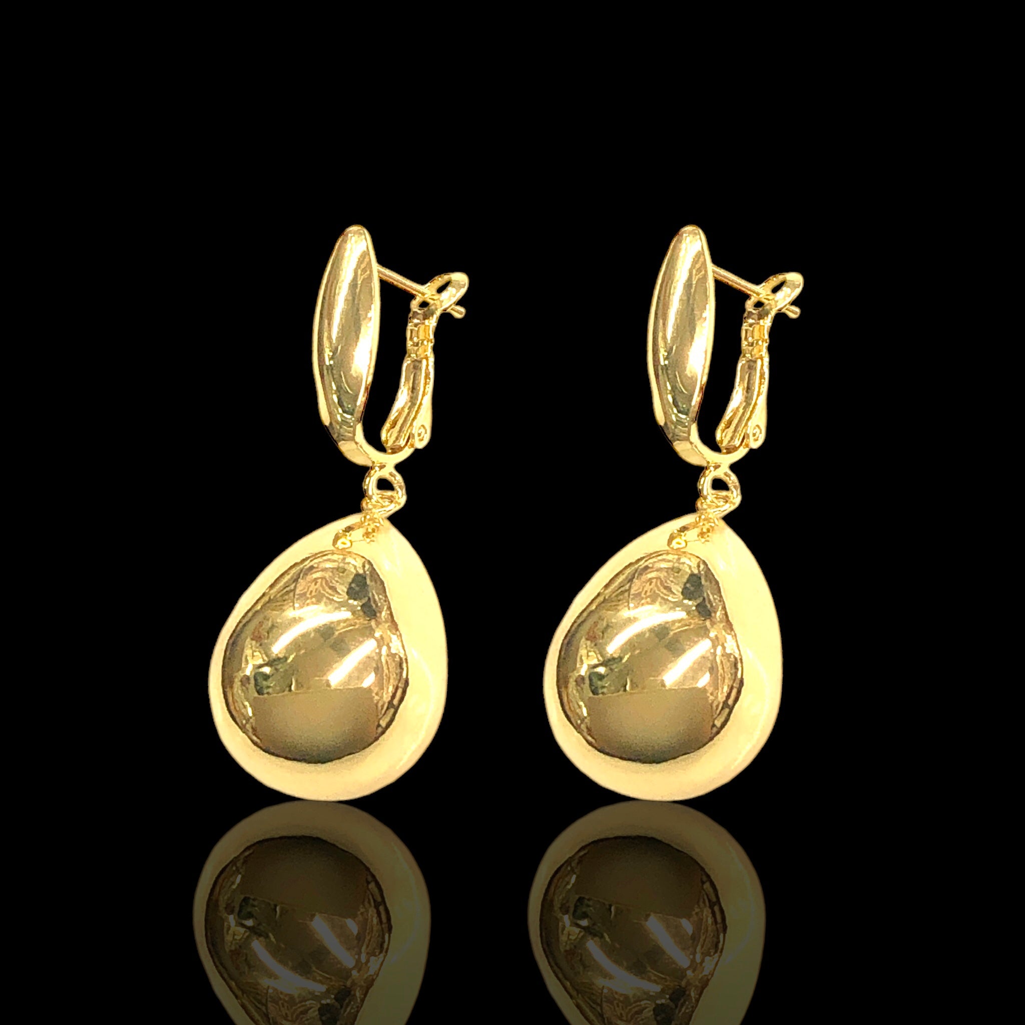 Gold Filled Oro Laminado Puffy Teardrop Dangle Earrings