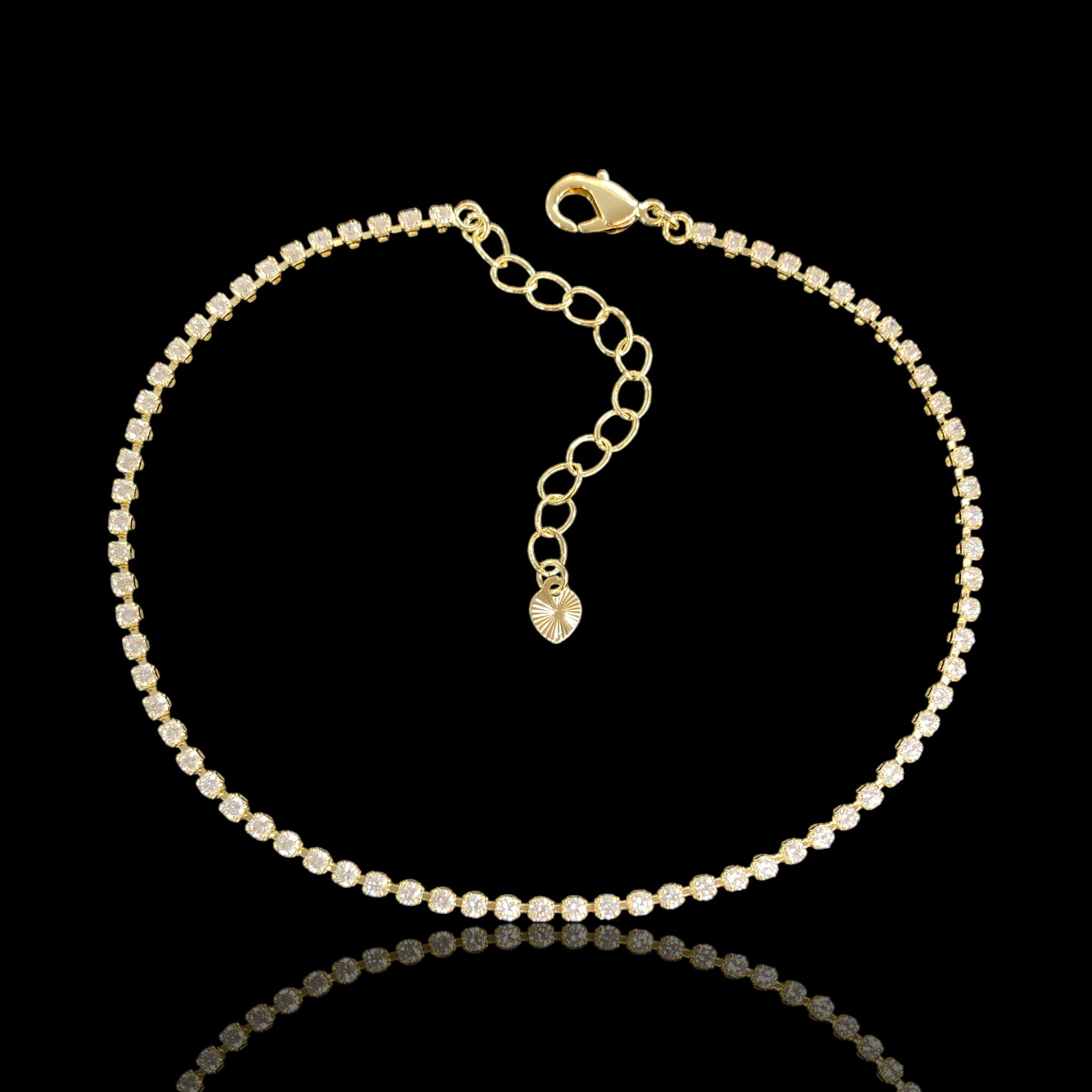 Oro Laminado Gold Filled Dazzling Cubic Zirconia Anklet