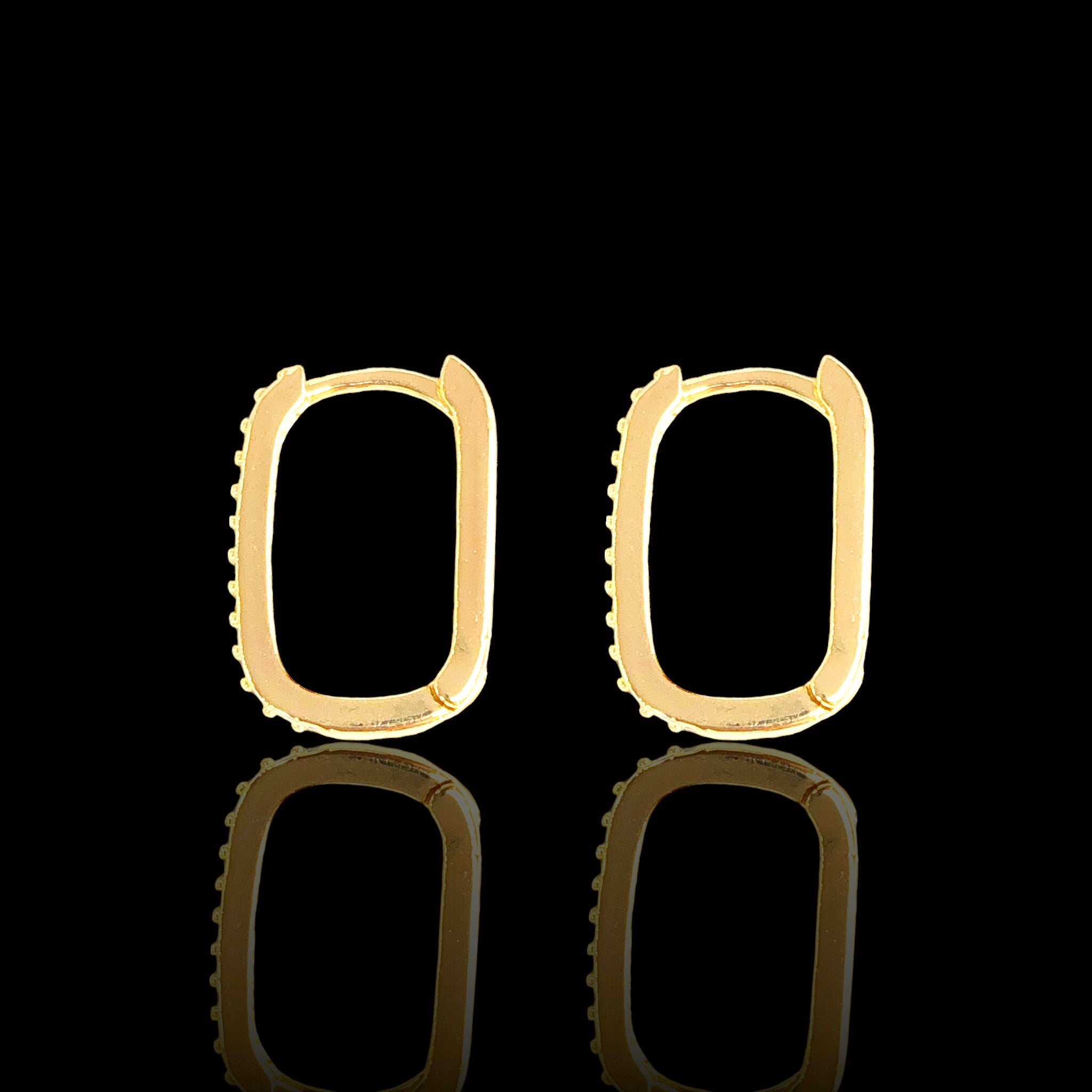 Gold Filled Oro Laminado Cubic Zirconia Rectangle Hoops