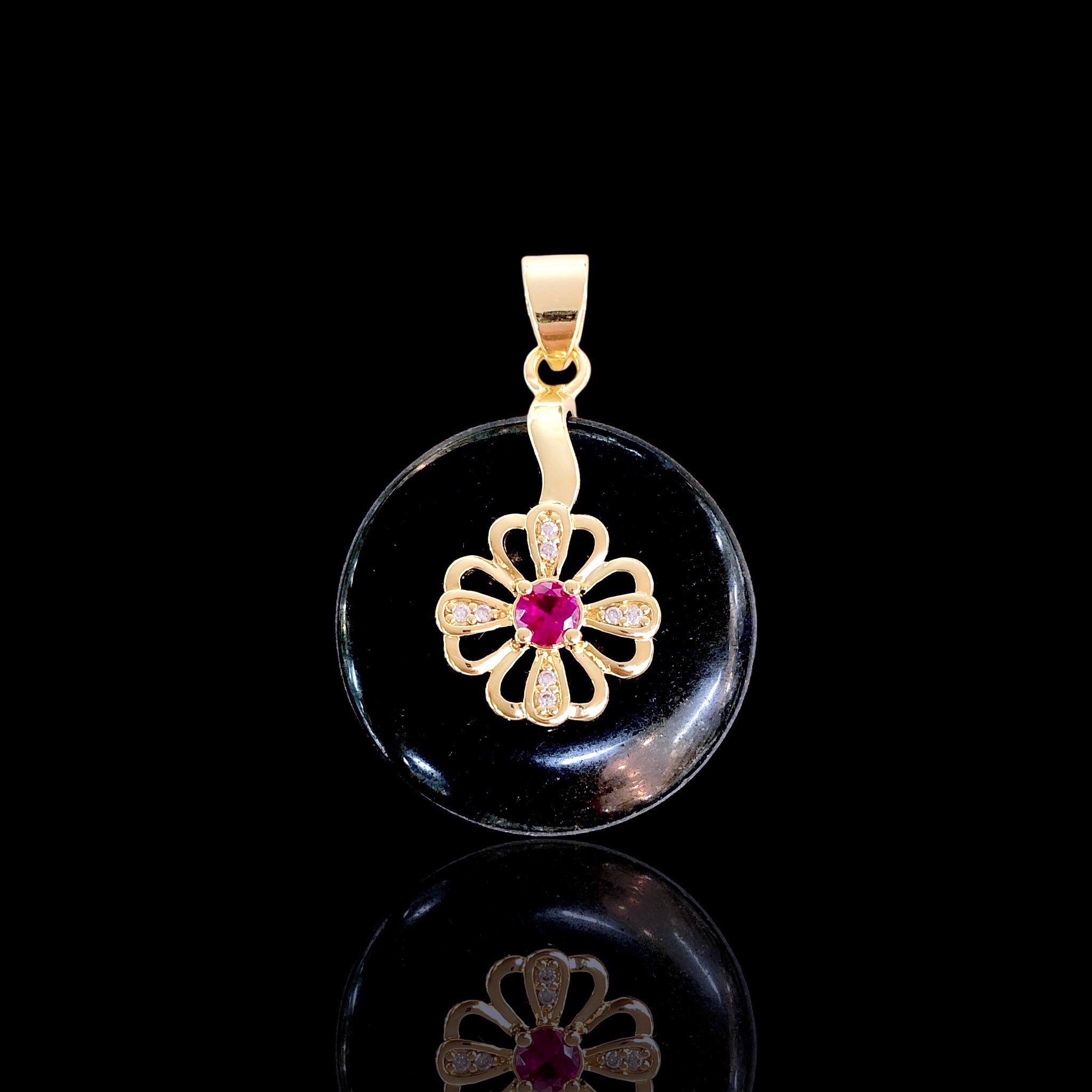 Oro Laminado Gold Filled Lucky Wheel of Fortune Pendant Charm