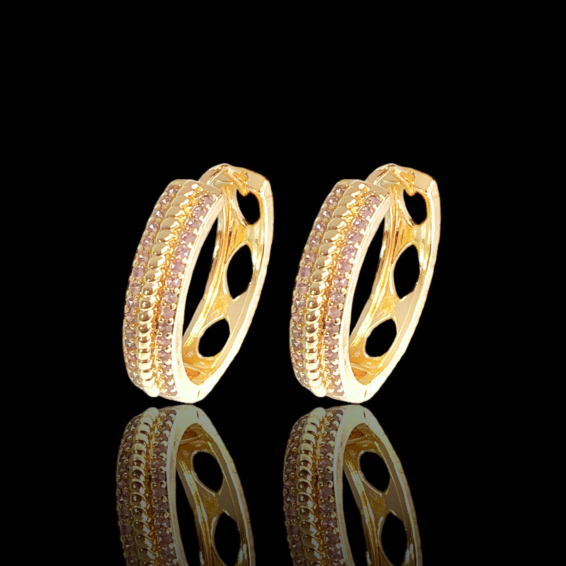 Gold Filled Oro Laminado Belize Twist CZ Earrings