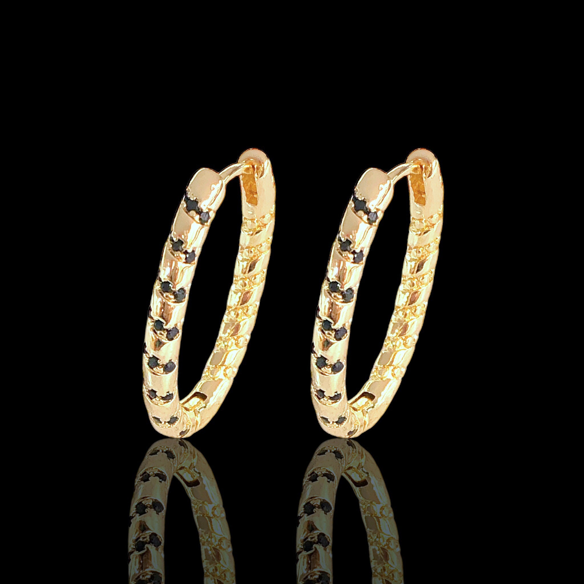 Oro Laminado Gold Filled Parisian Spiral Cubic Zirconia Hoop