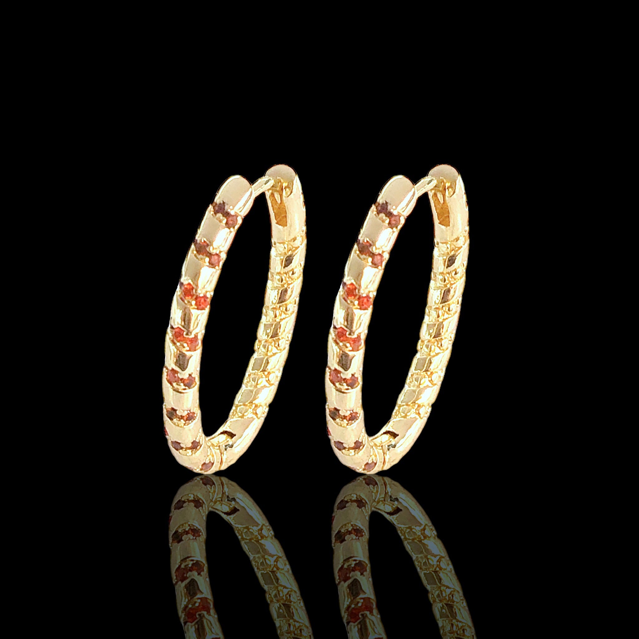 Oro Laminado Gold Filled Parisian Spiral Cubic Zirconia Hoop