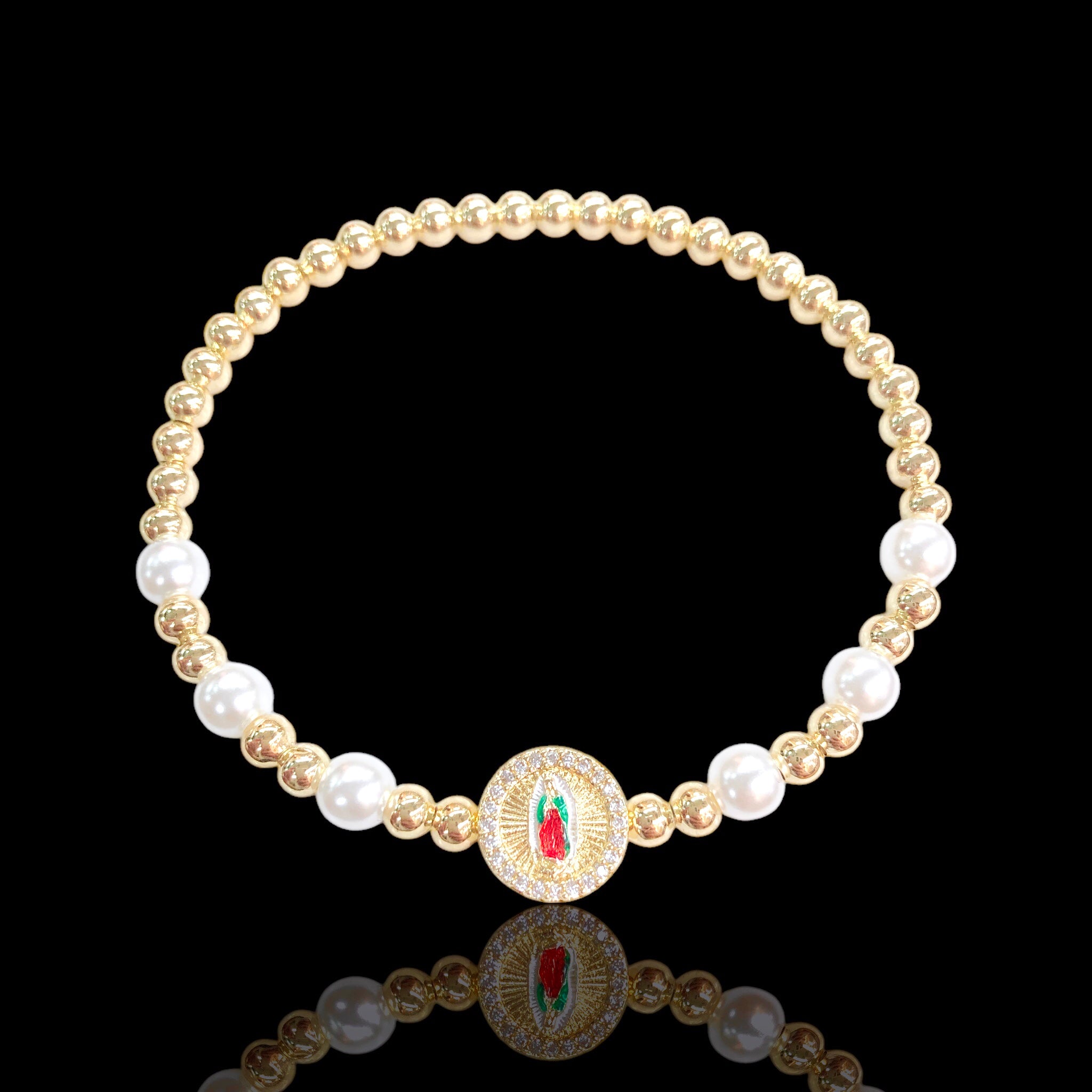 Oro Laminado Gold Filled Guadalupe Pearls & Beads Bracelet