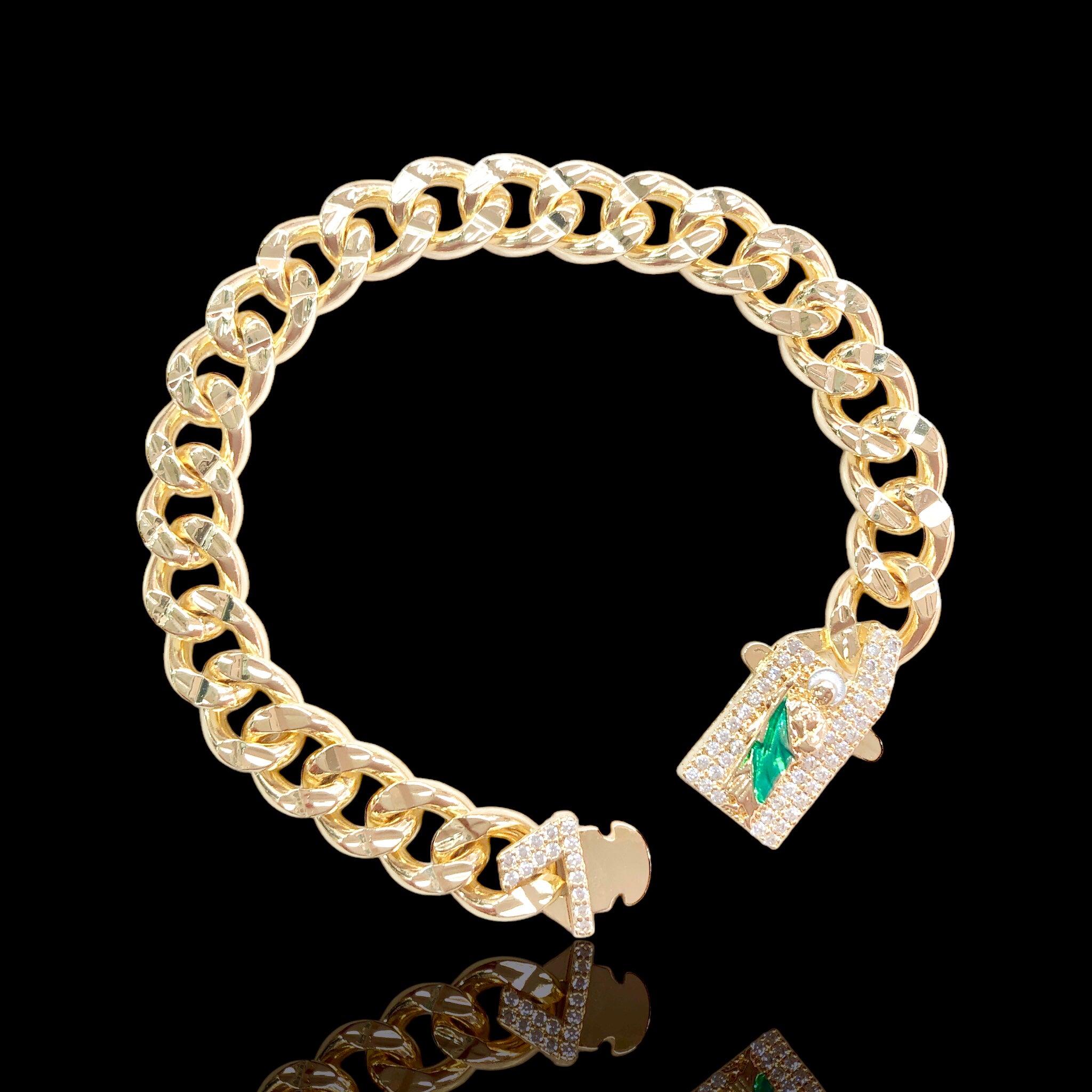 Oro Laminado Gold Filled San Judas Miami Cuban Bracelet