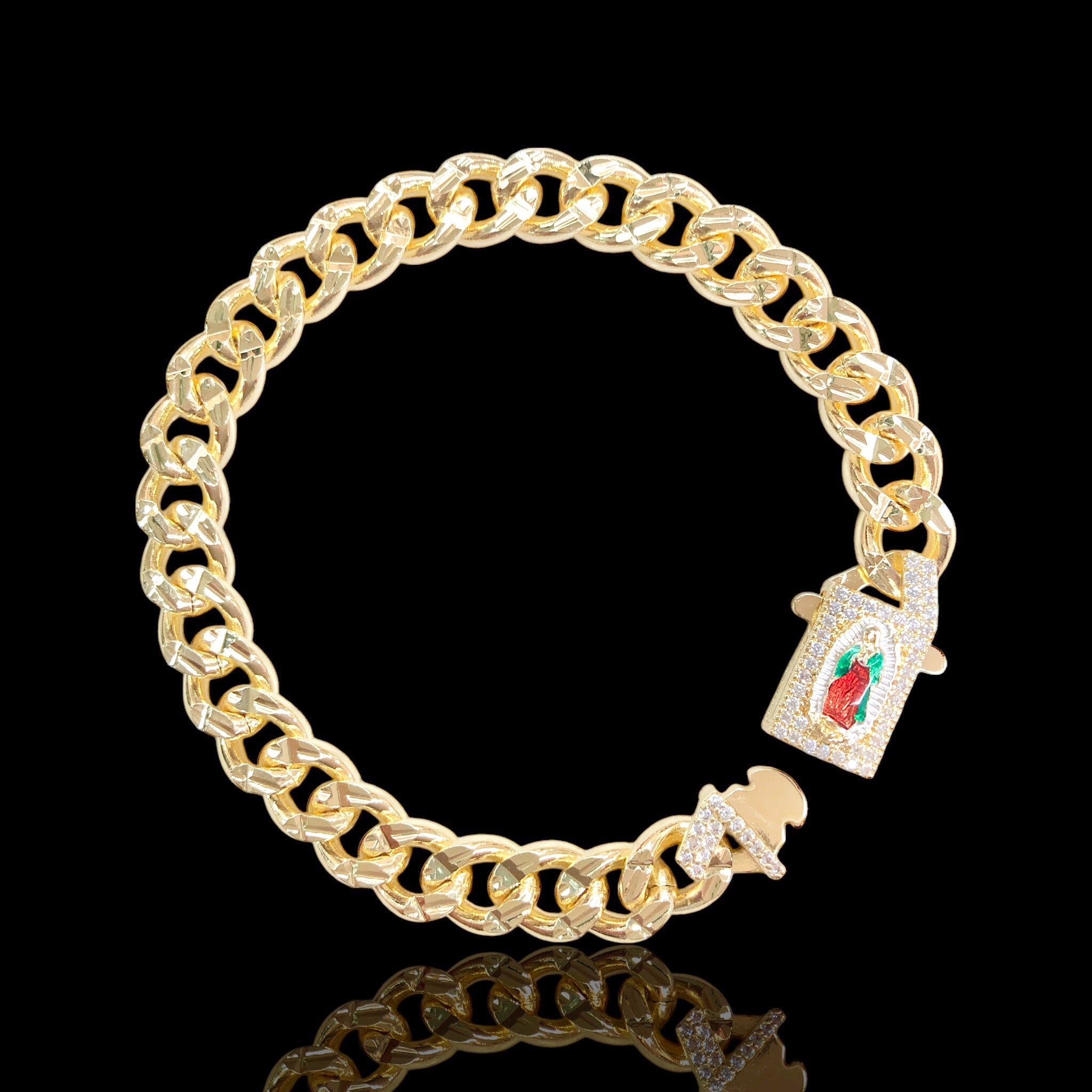 Oro Laminado Gold Filled Guadalupe Miami Cuban Bracelet