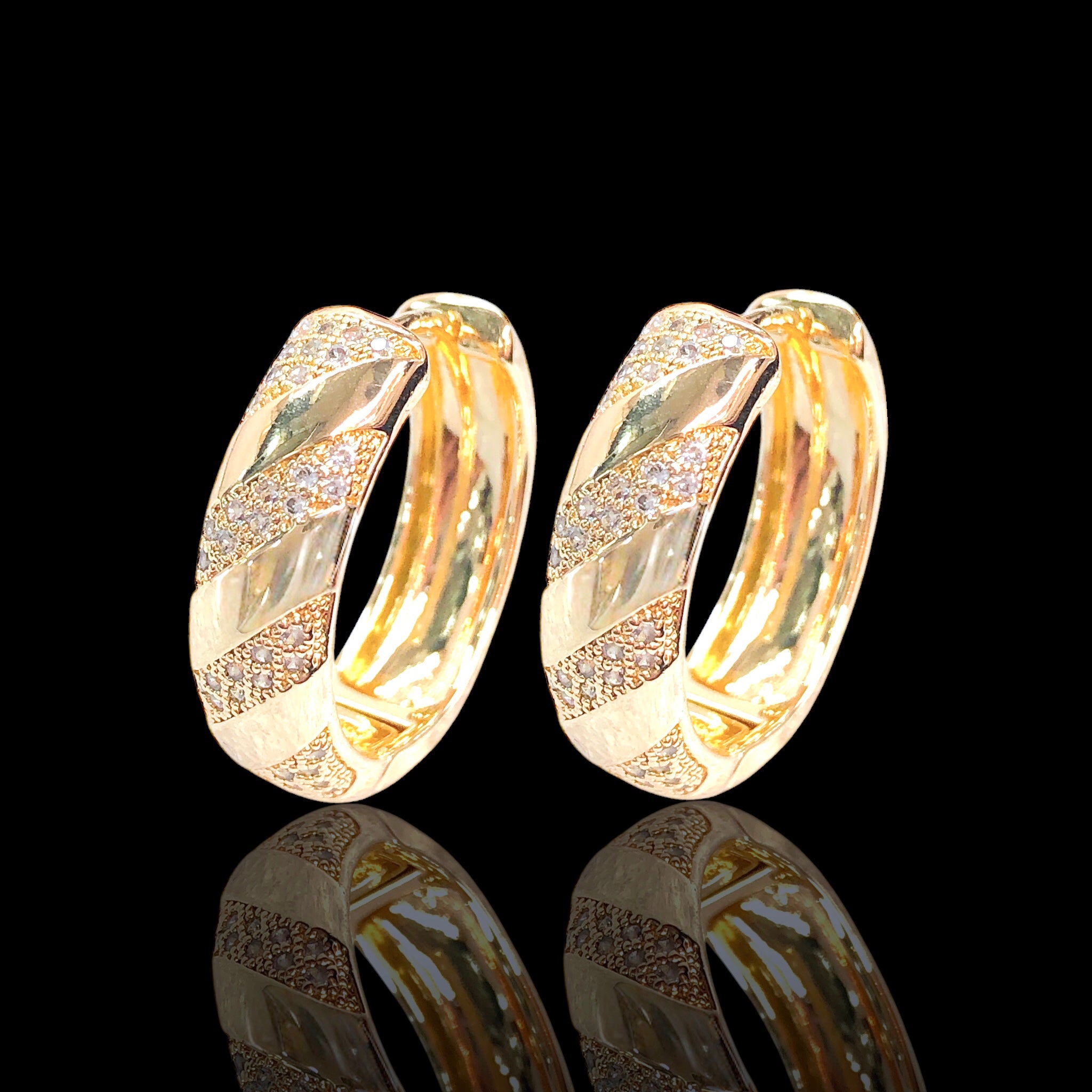 Gold Filled Oro Laminado Geneva Spiral  Zirconia Earrings