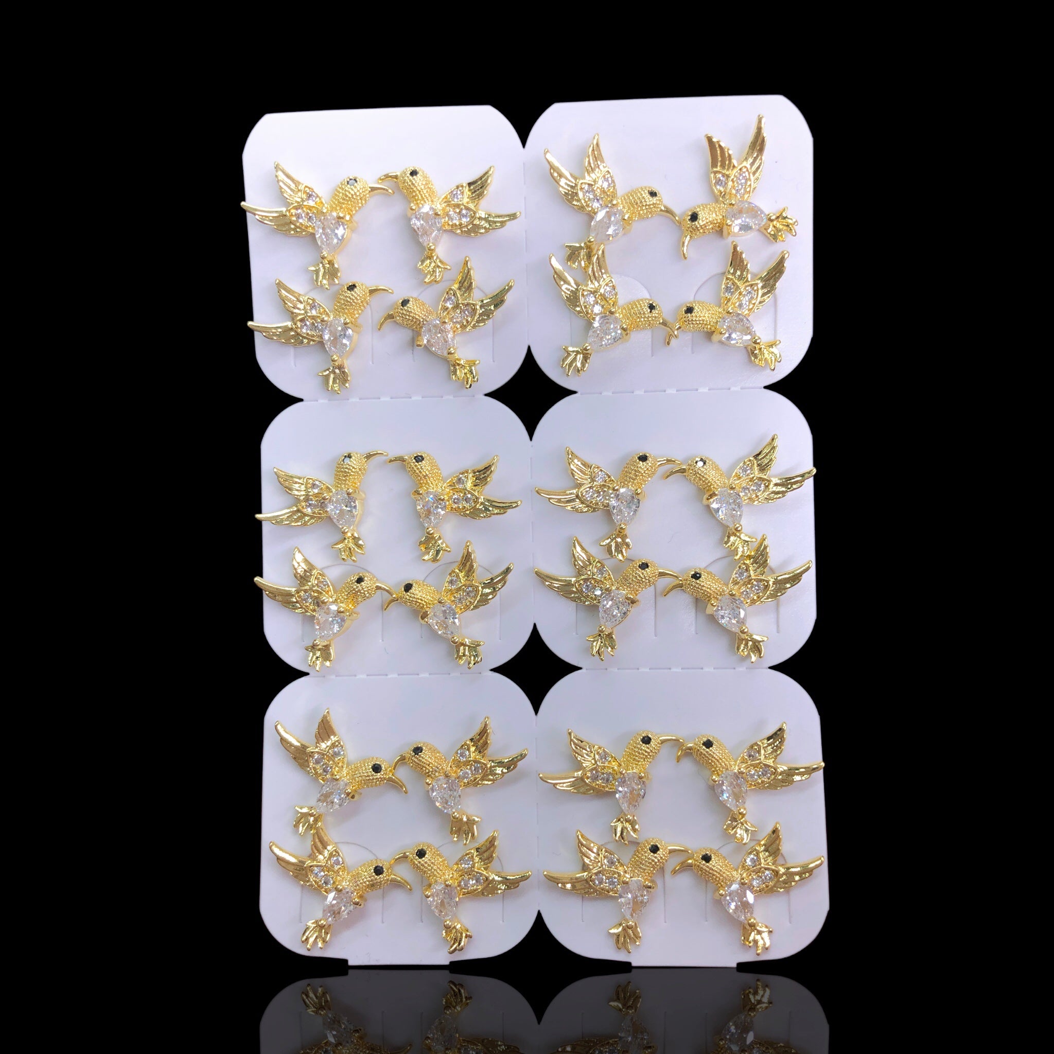 Oro Laminado Freedom Hummingbird Stud Earrings (Pack of 12)