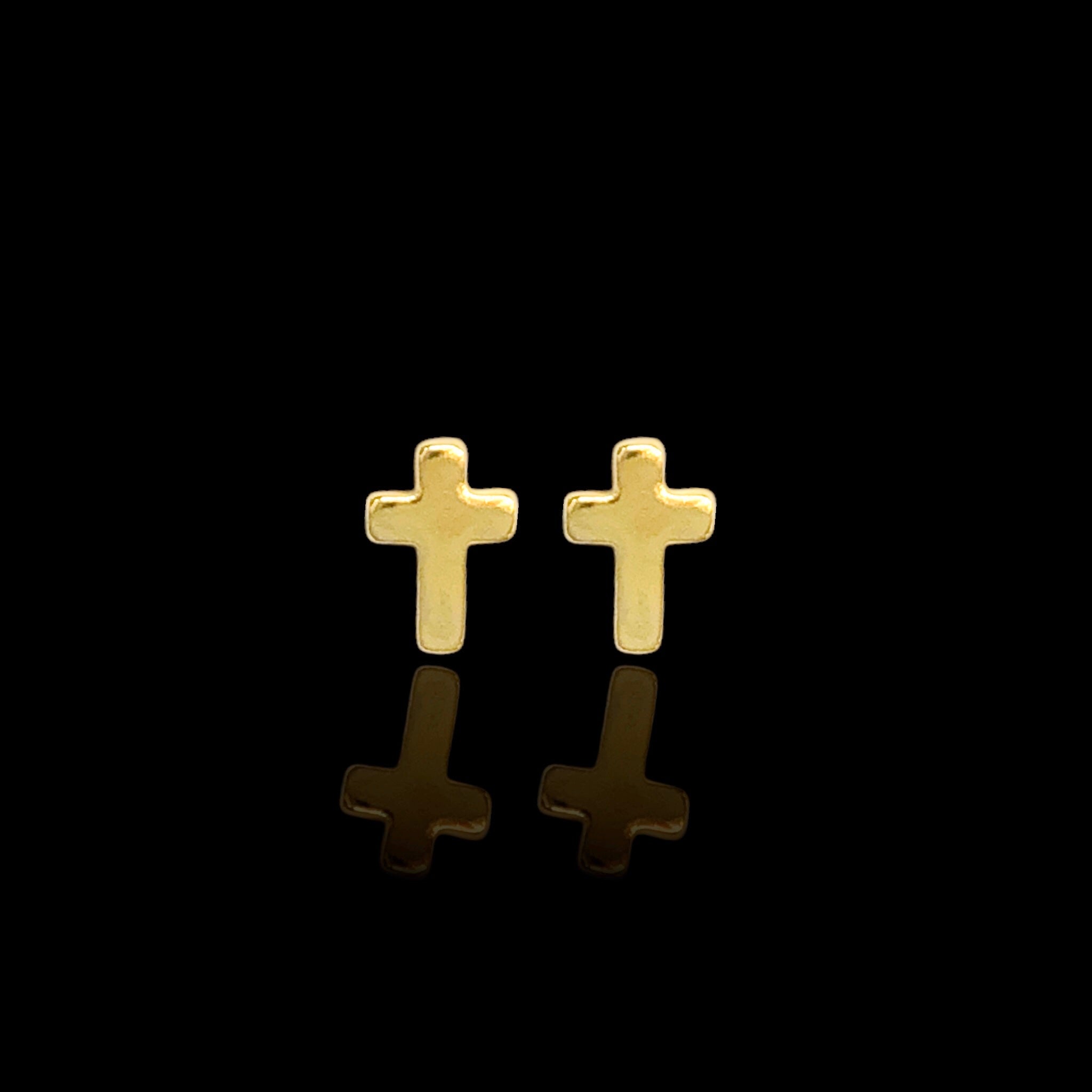 Oro Laminado Gold Mini Cross Stud Earrings (Pack of 12)