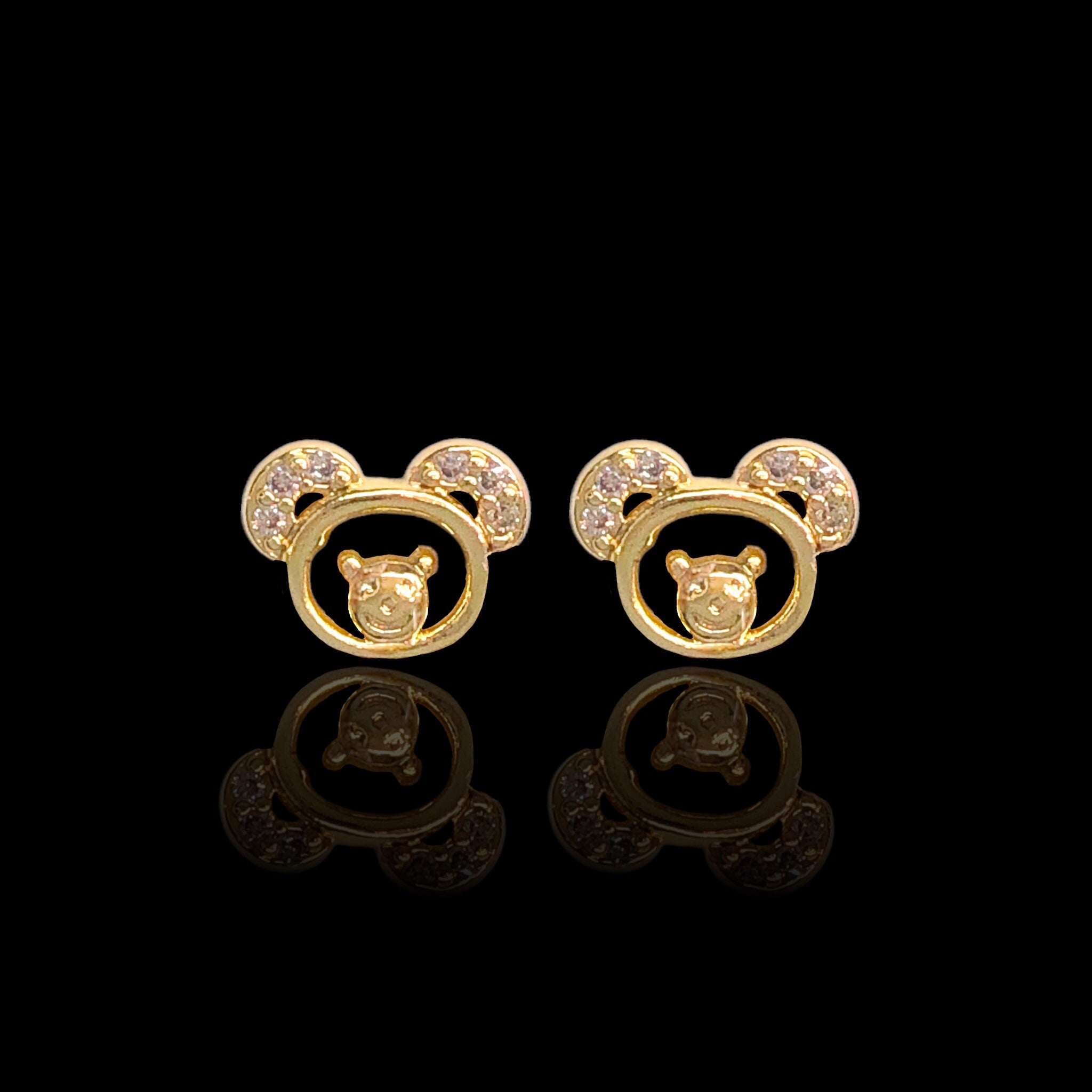 Oro Laminado Cute Teddy Bear Stud Earrings (Pack of 12)