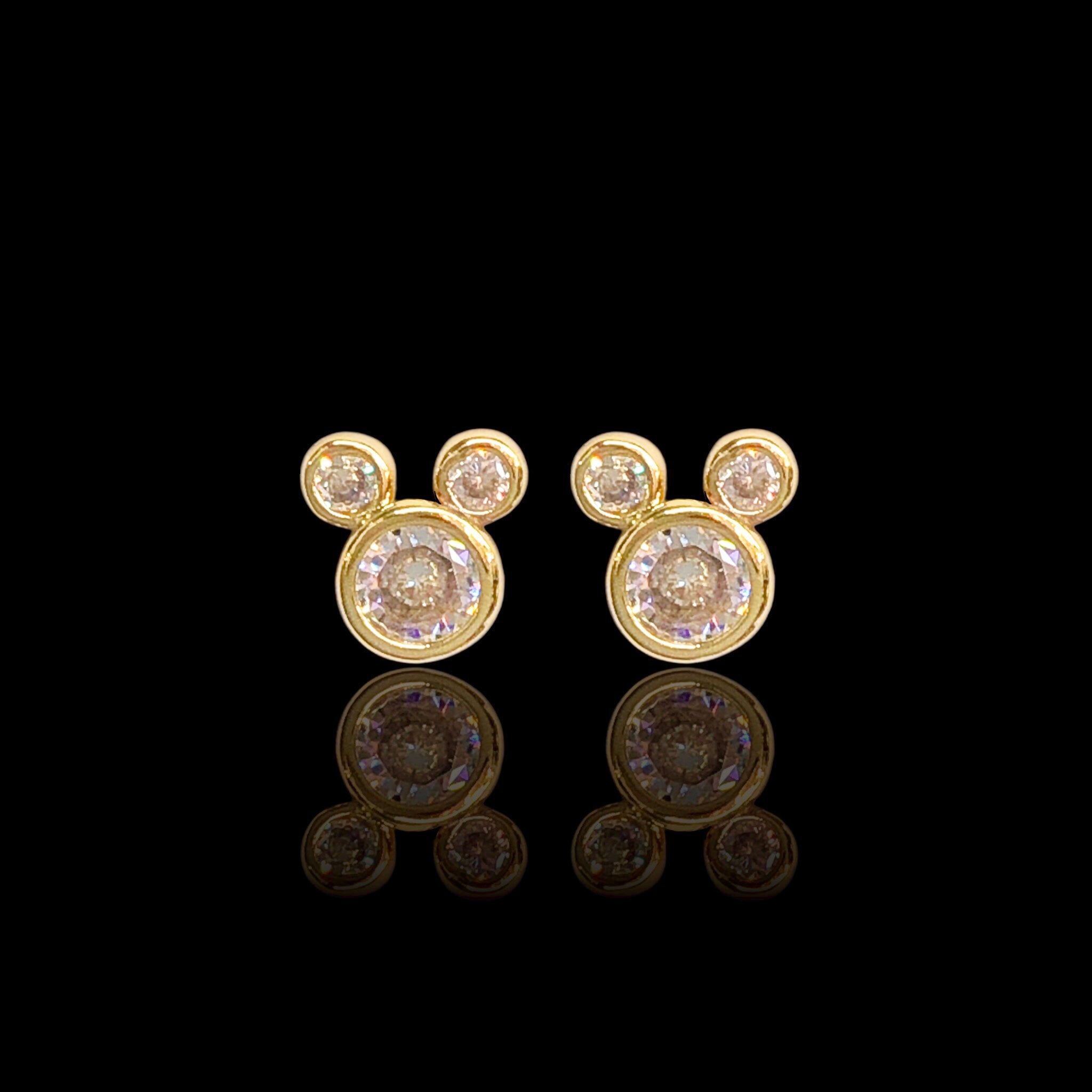 Oro Laminado Bear Bubble Head Stud Earrings (Pack of 12)