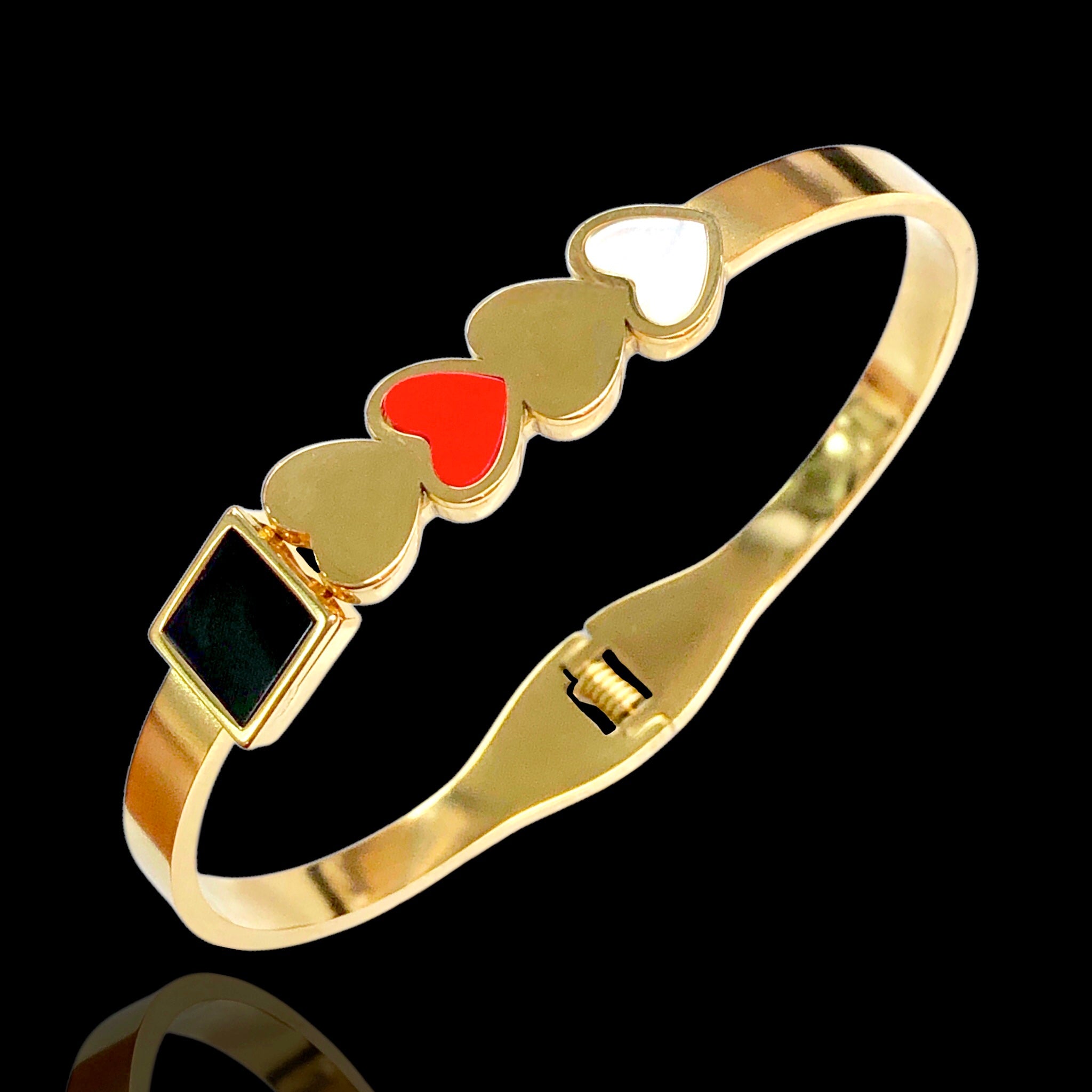 Stainless Steel Gold Filled Victoria Heart Bangle 