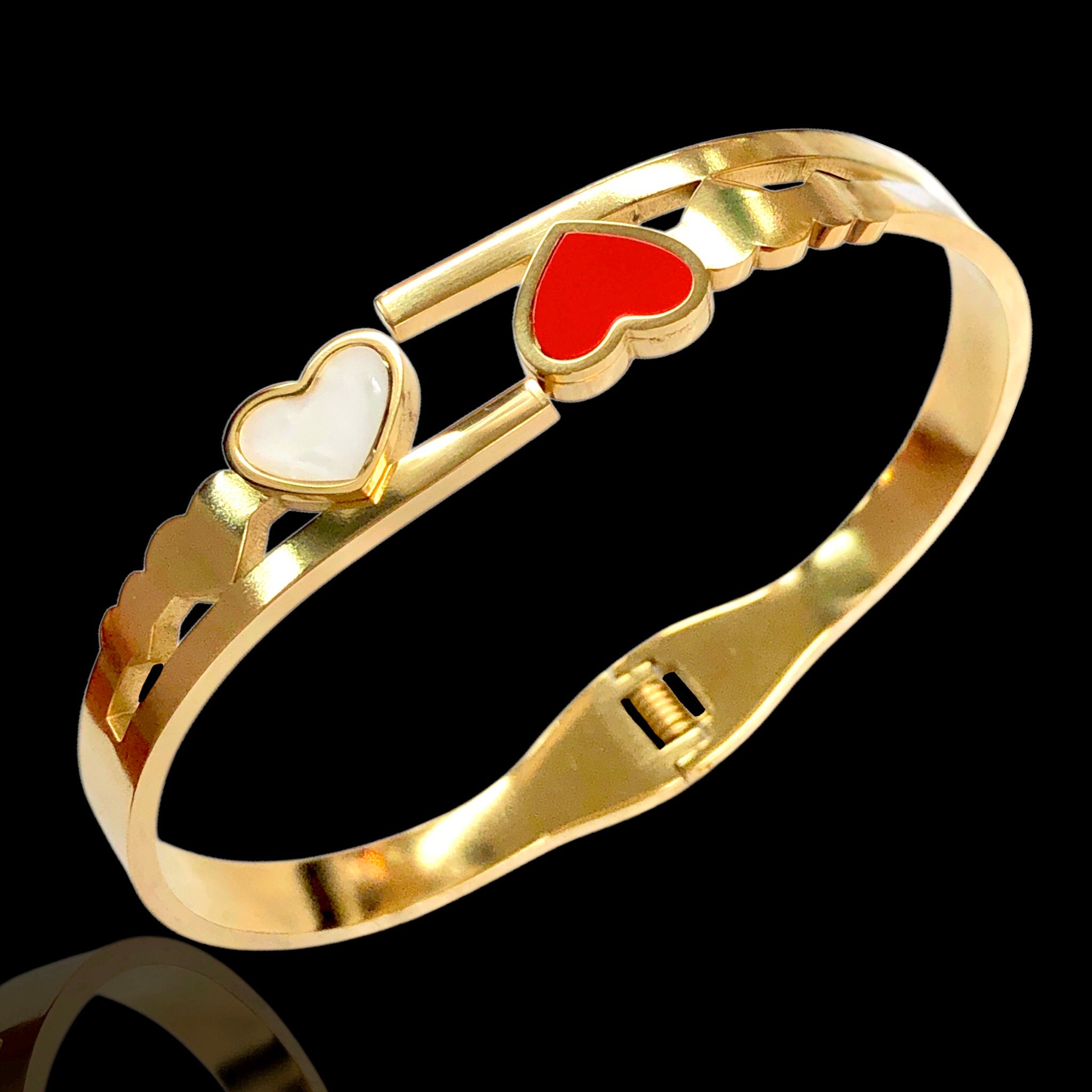 Stainless Steel Gold Filled Elizabeth Heart Bangle