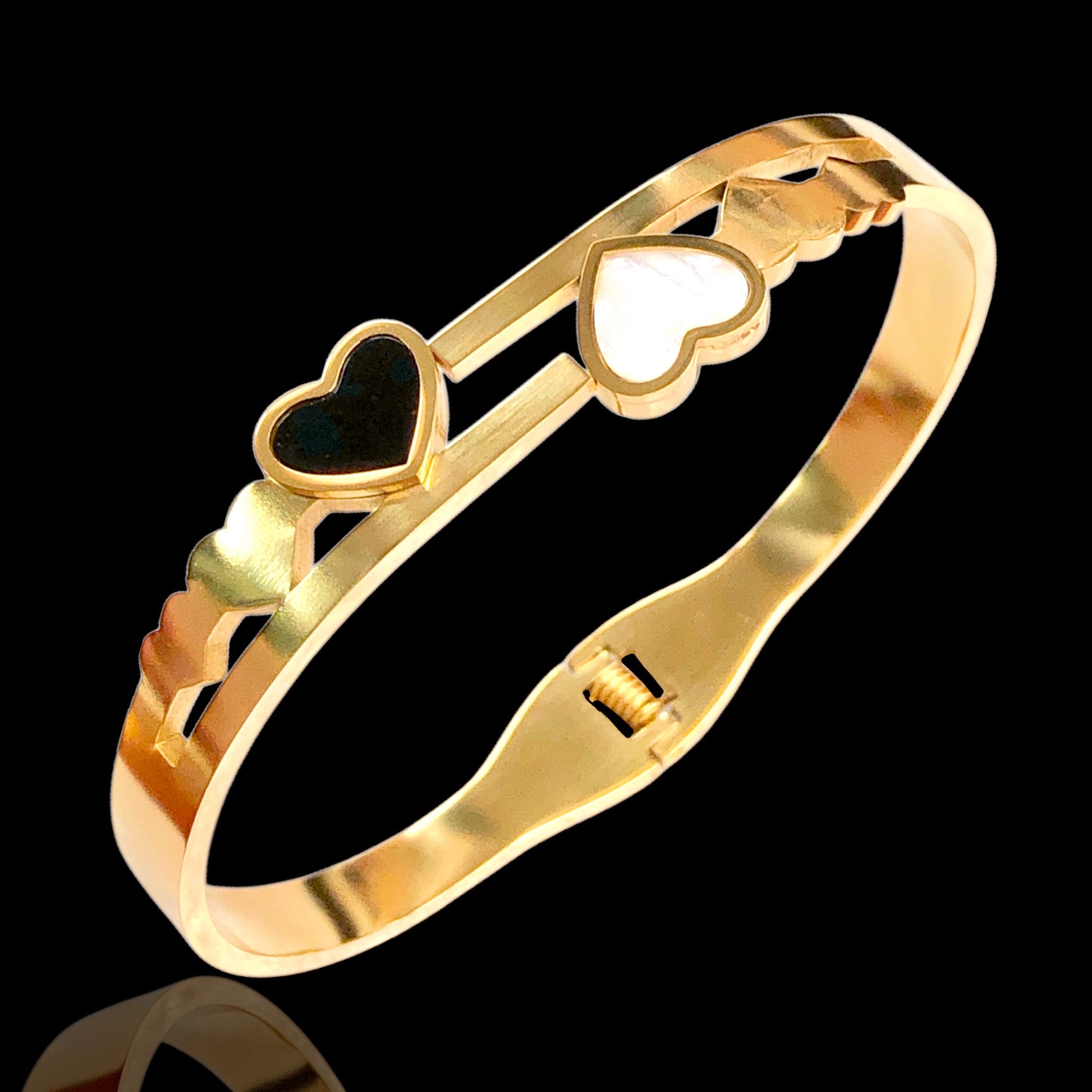 Stainless Steel Gold Filled Elizabeth Heart Bangle