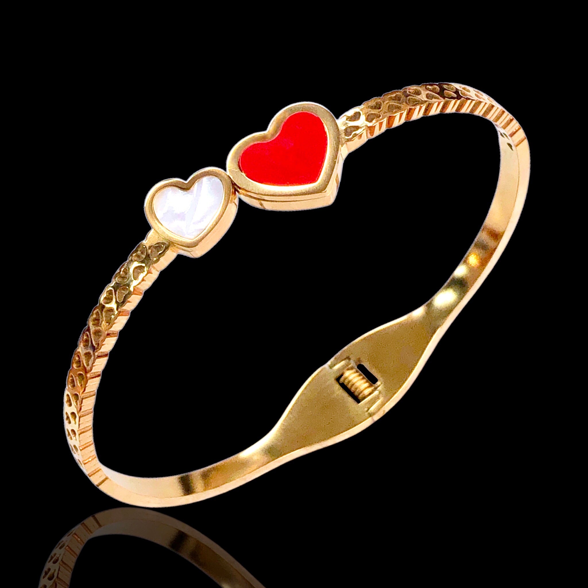 Stainless Steel Gold Filled Francine Heart Bangle