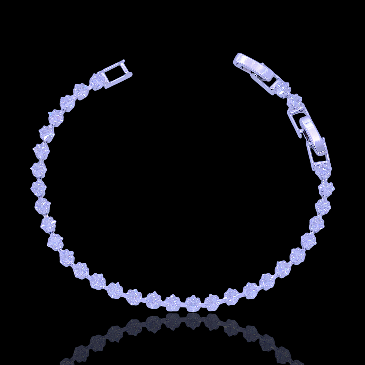 Rhodium Layered Princess Cut Zirconia Tennis Bracelet